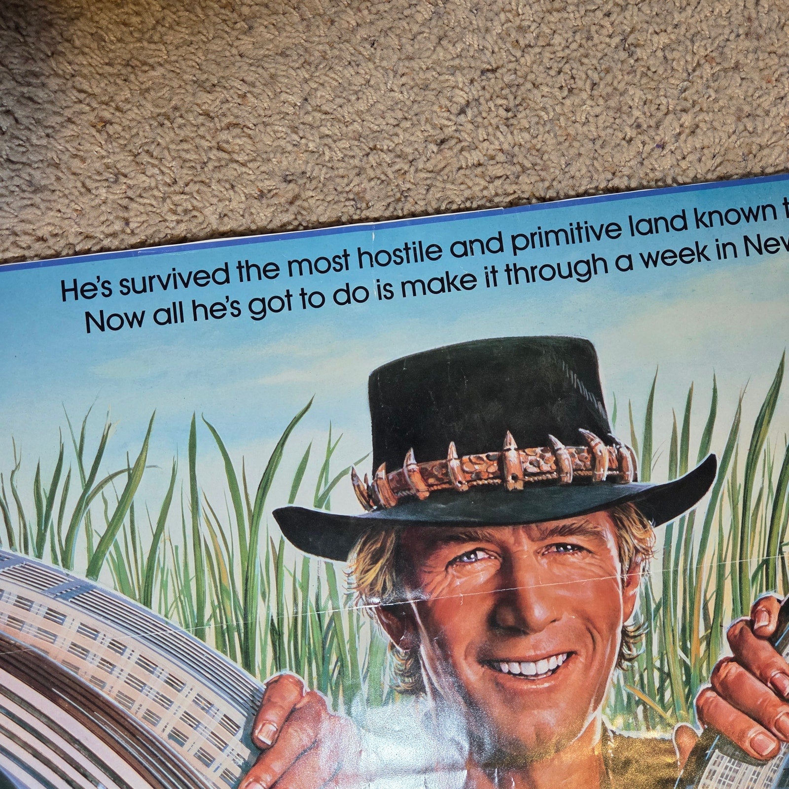 Original 1986 Crocodile Dundee Movie Poster One Sheet Paul Hogan 27x39