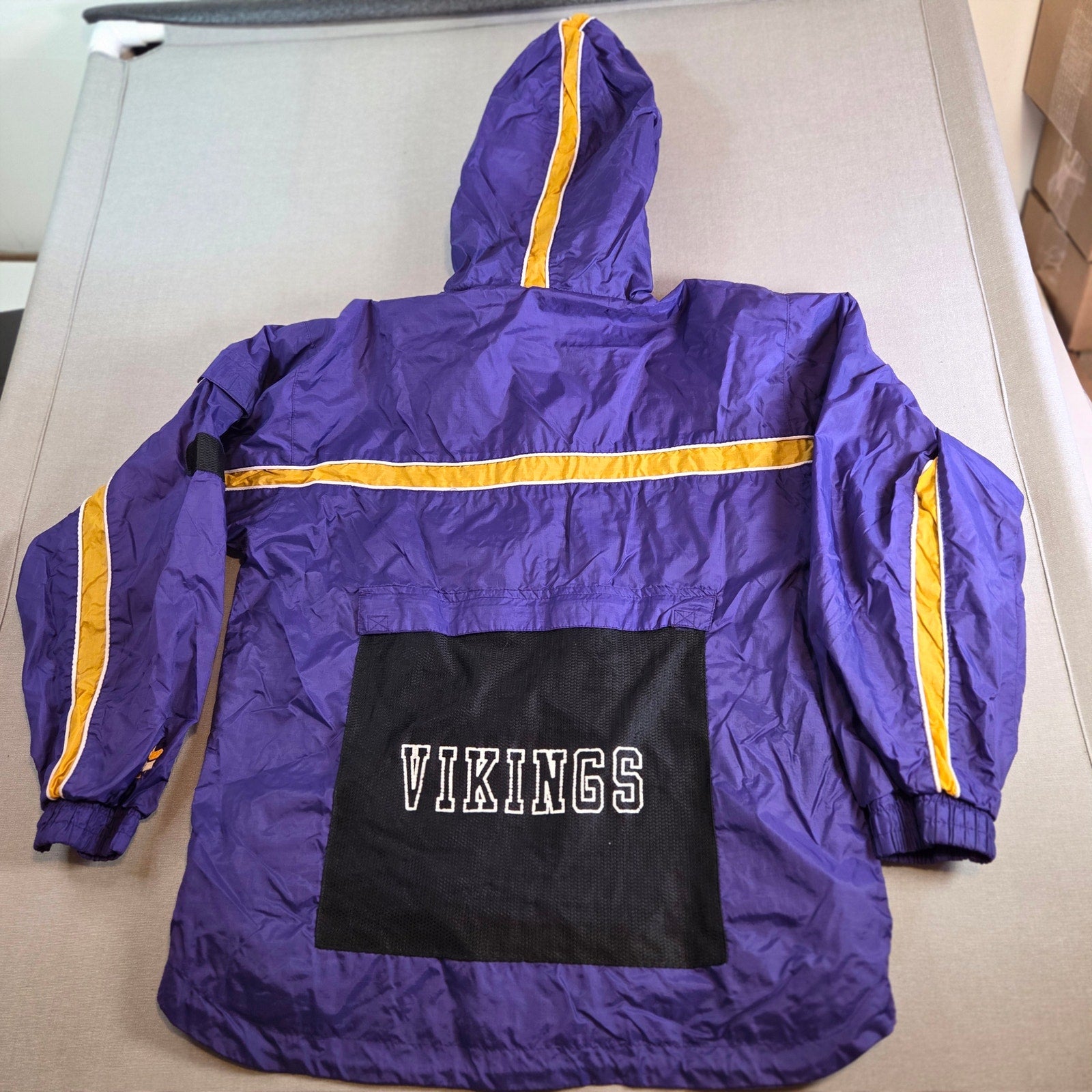 Vintage Minnesota Vikings Mighty Mac NFL Youth XL Hooded Windbreaker Jacket
