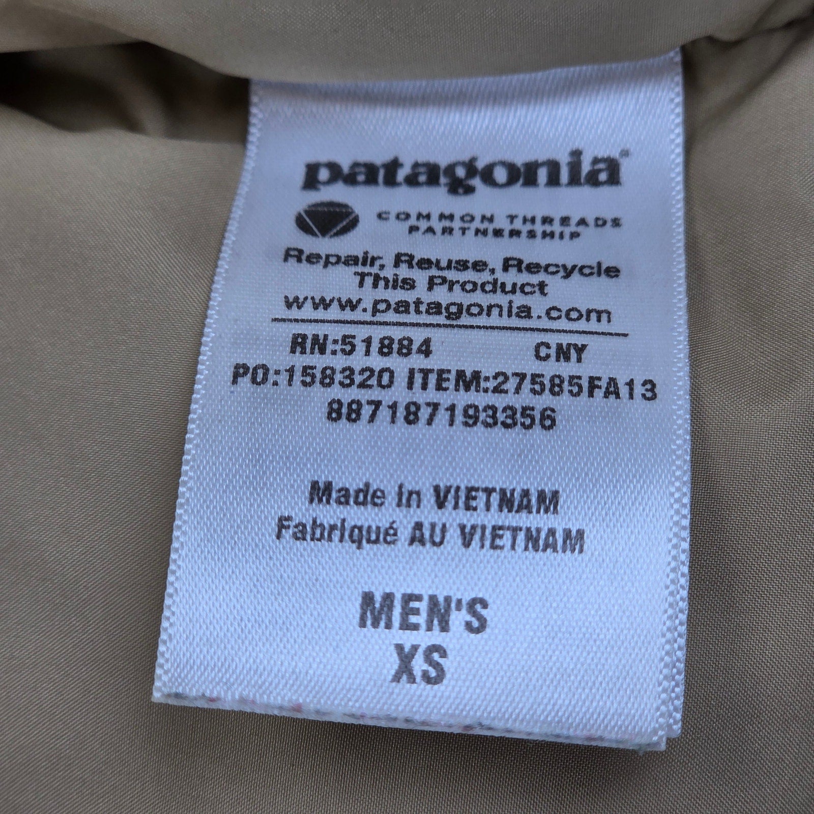 Patagonia Bivy Down Vest Men's XS FA13 27585 Goose Down Blue Snap Zip