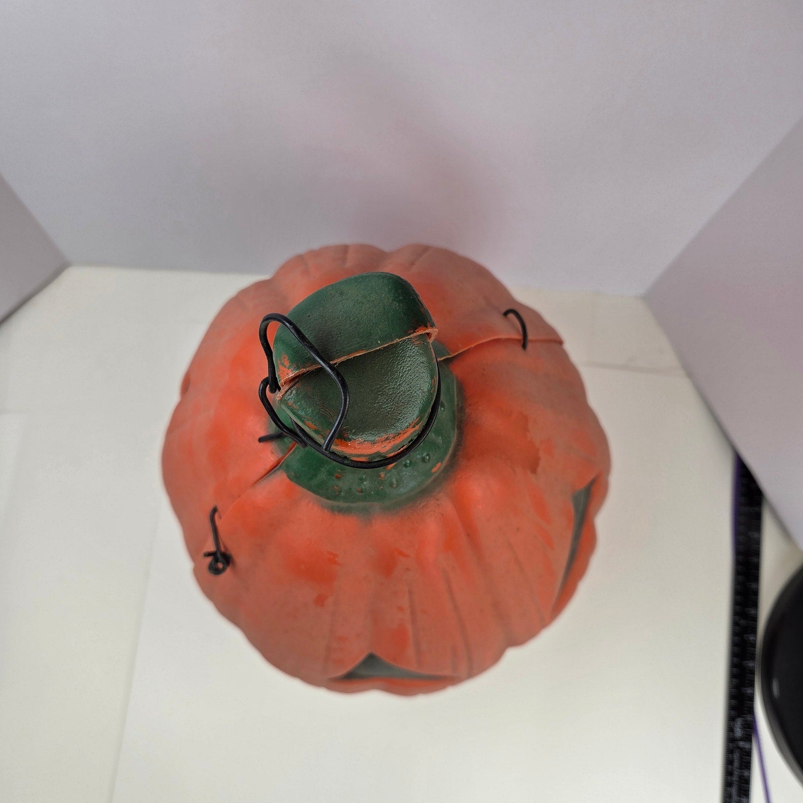 Vintage 22" Blow Mold Jack O Lantern Pumpkin 2 Piece Halloween Unmarked