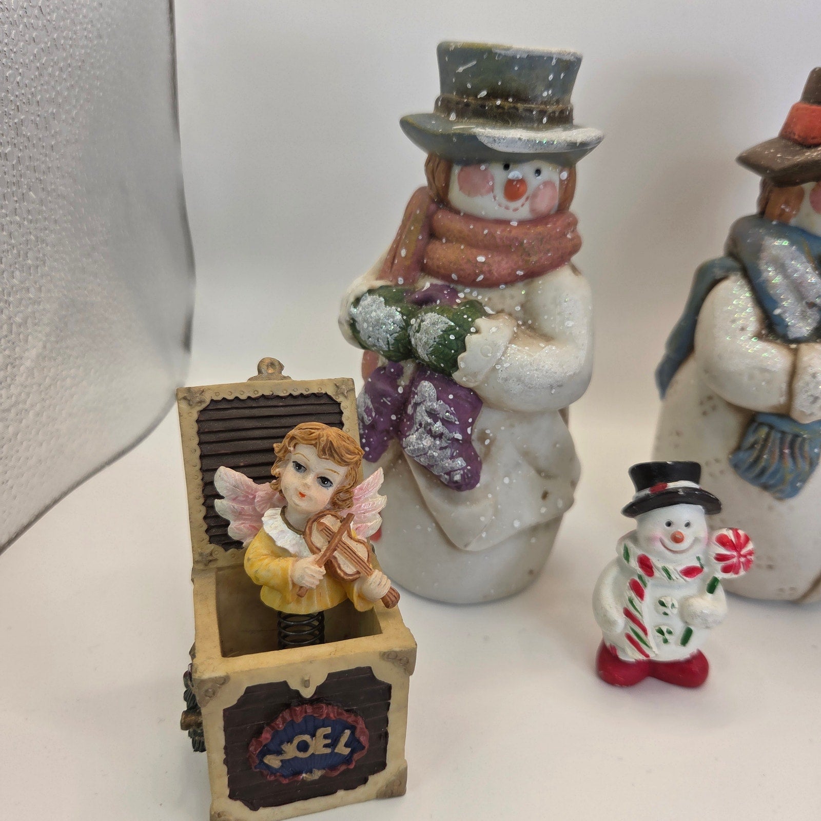 Lot of 6 Snowman & Angel Christmas Figurines Holiday Decor