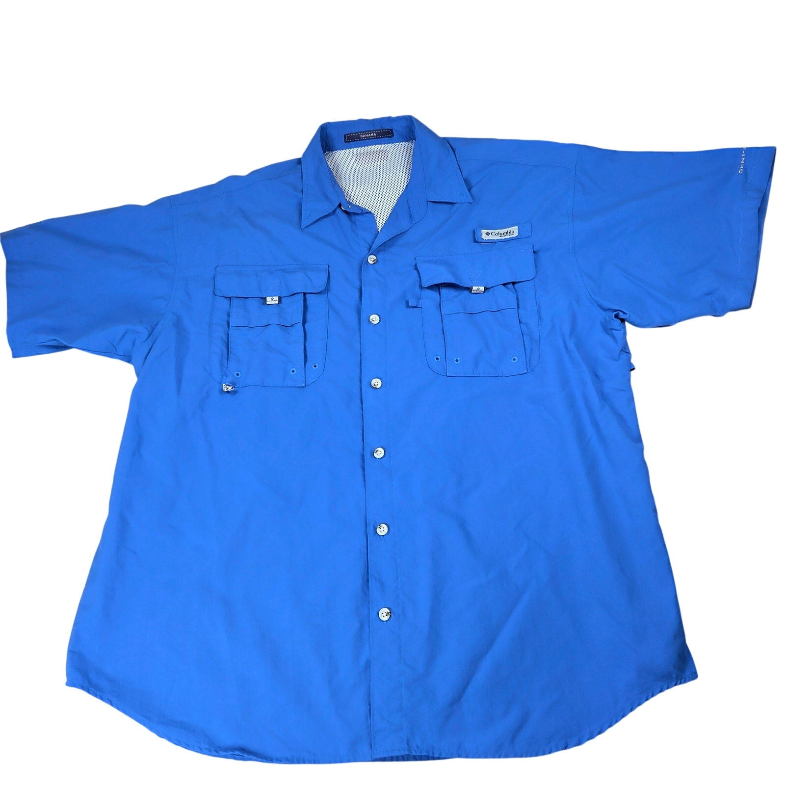 Columbia PFG Bahama II FM7047 Fishing Shirt Blue Omni Shade Vented XL