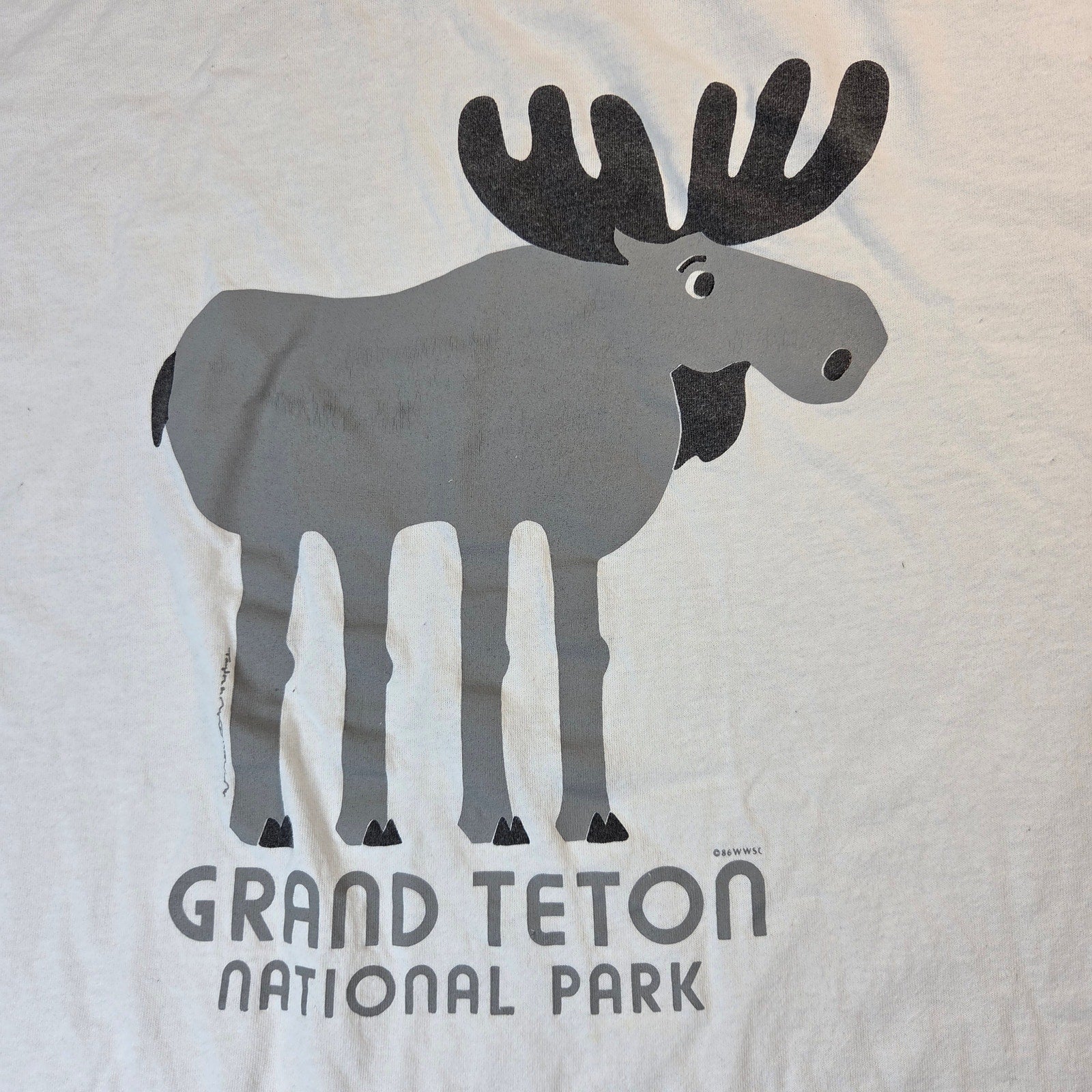 Jerzees Vintage 1986 Grand Teton National Park Moose T Shirt USA 2XL White