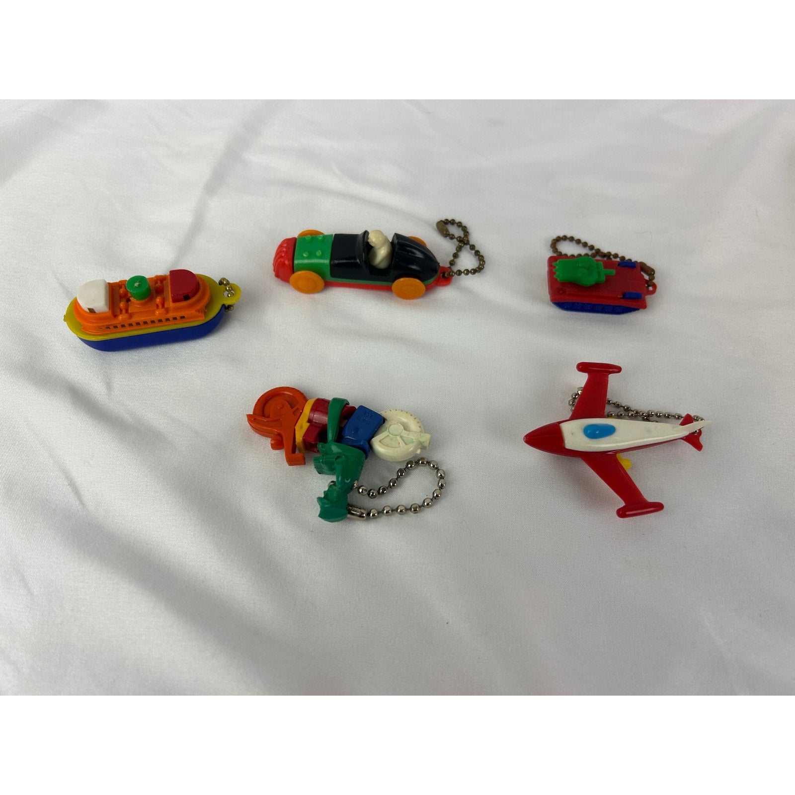 Vintage 1950s Transportation Keychain Puzzle Lot Plane Car Tank Boat