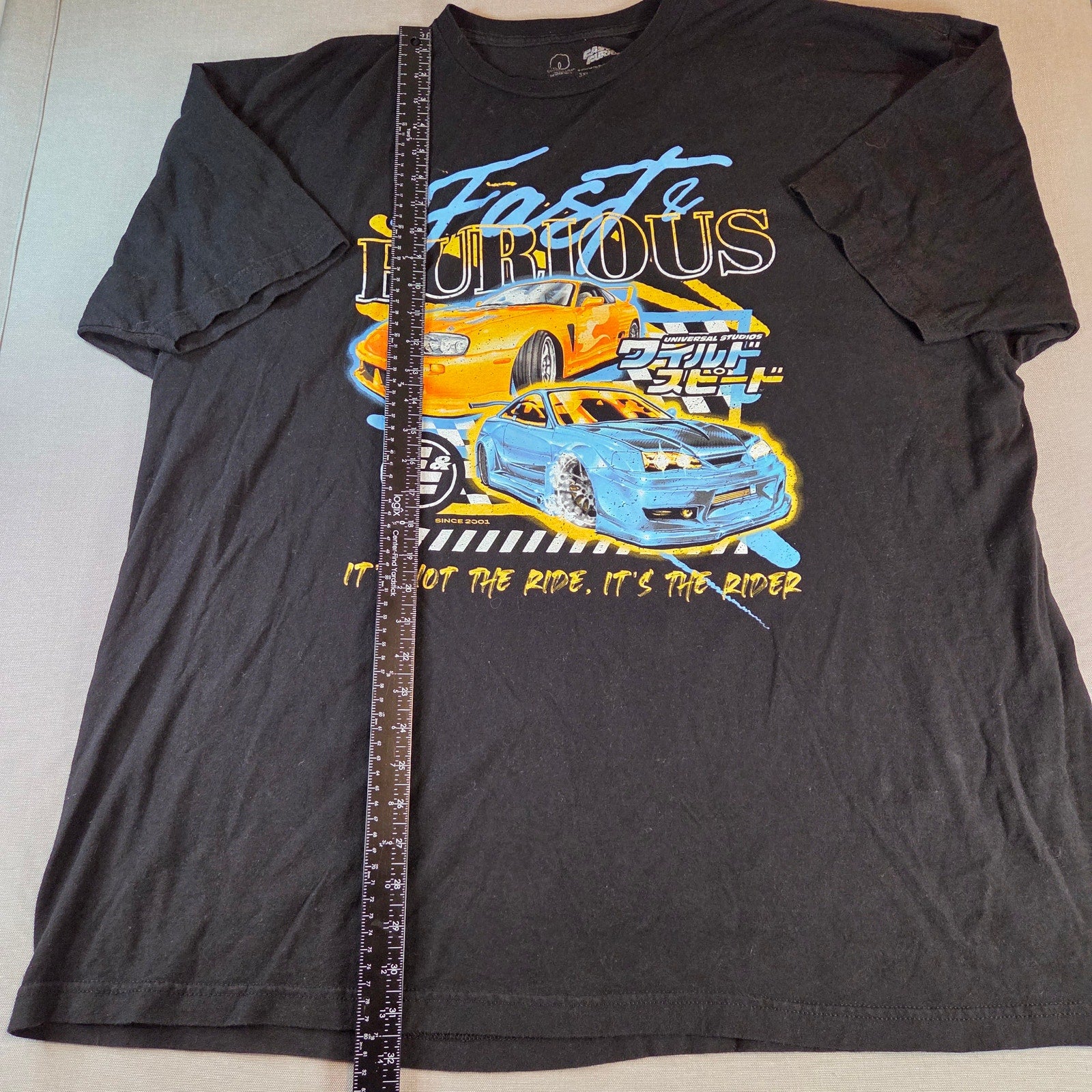 Fast & Furious Movie Cars Tee 3XL Black Universal Studios Racing Graphic