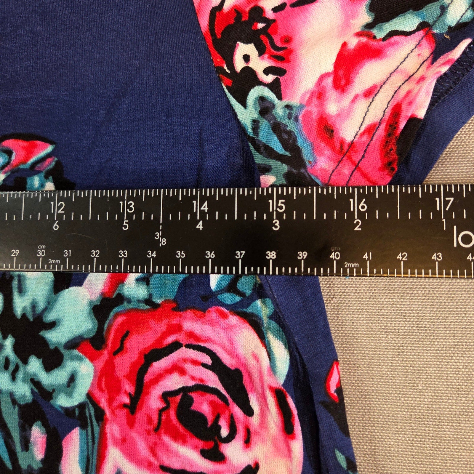 Korsis Blue Floral Dress Pink Rose Print Pockets Women’s Size S
