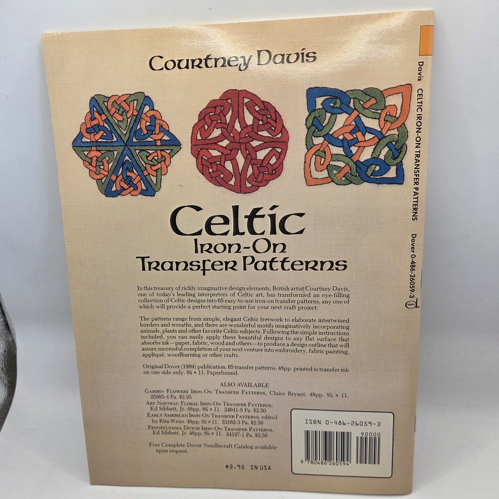 Celtic Iron-On Transfer Patterns Courtney Davis 1989 Dover Craft Book Vintage