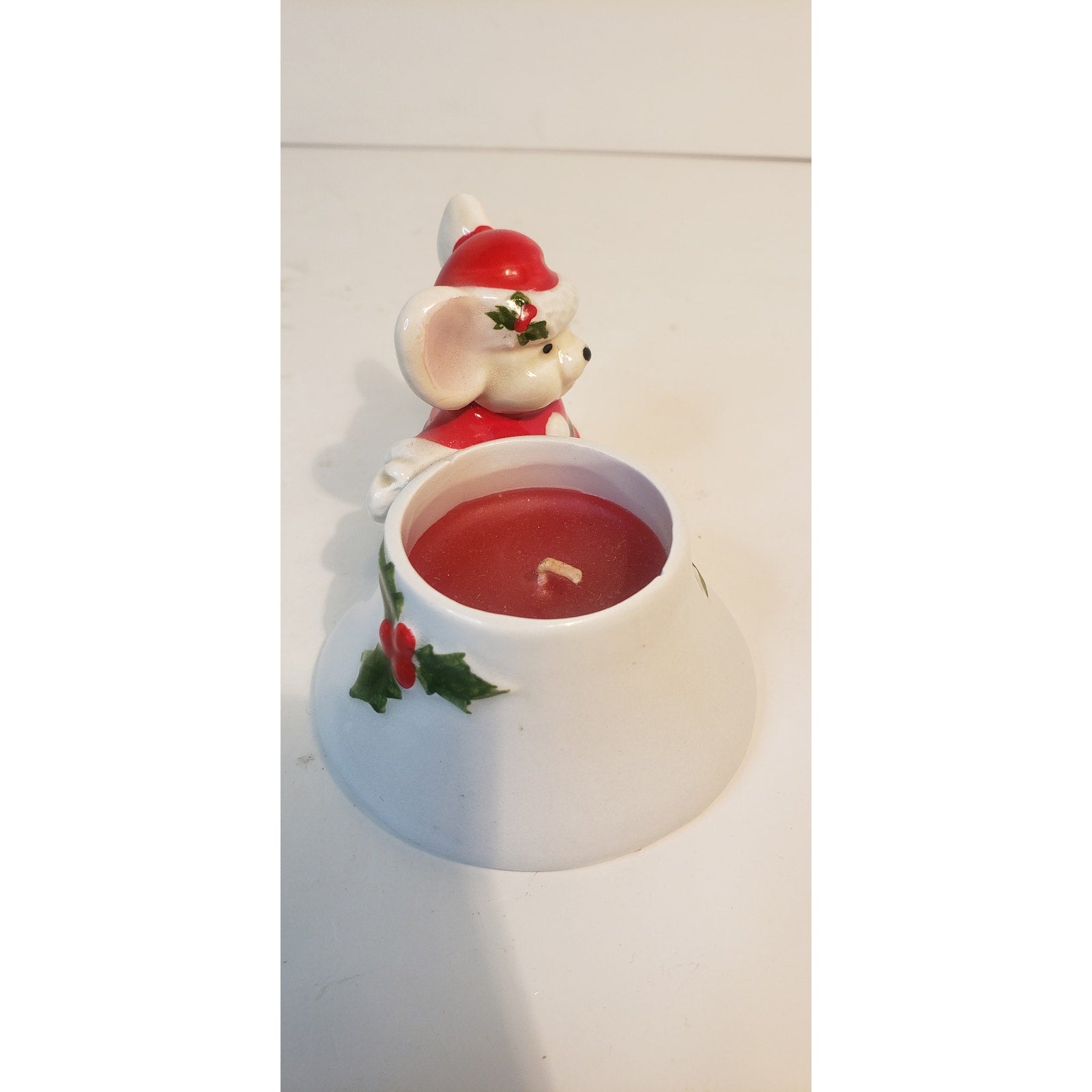 Vintage Fitz & Floyd Santa Mouse Candle Holder 1978 Hand Painted Japan