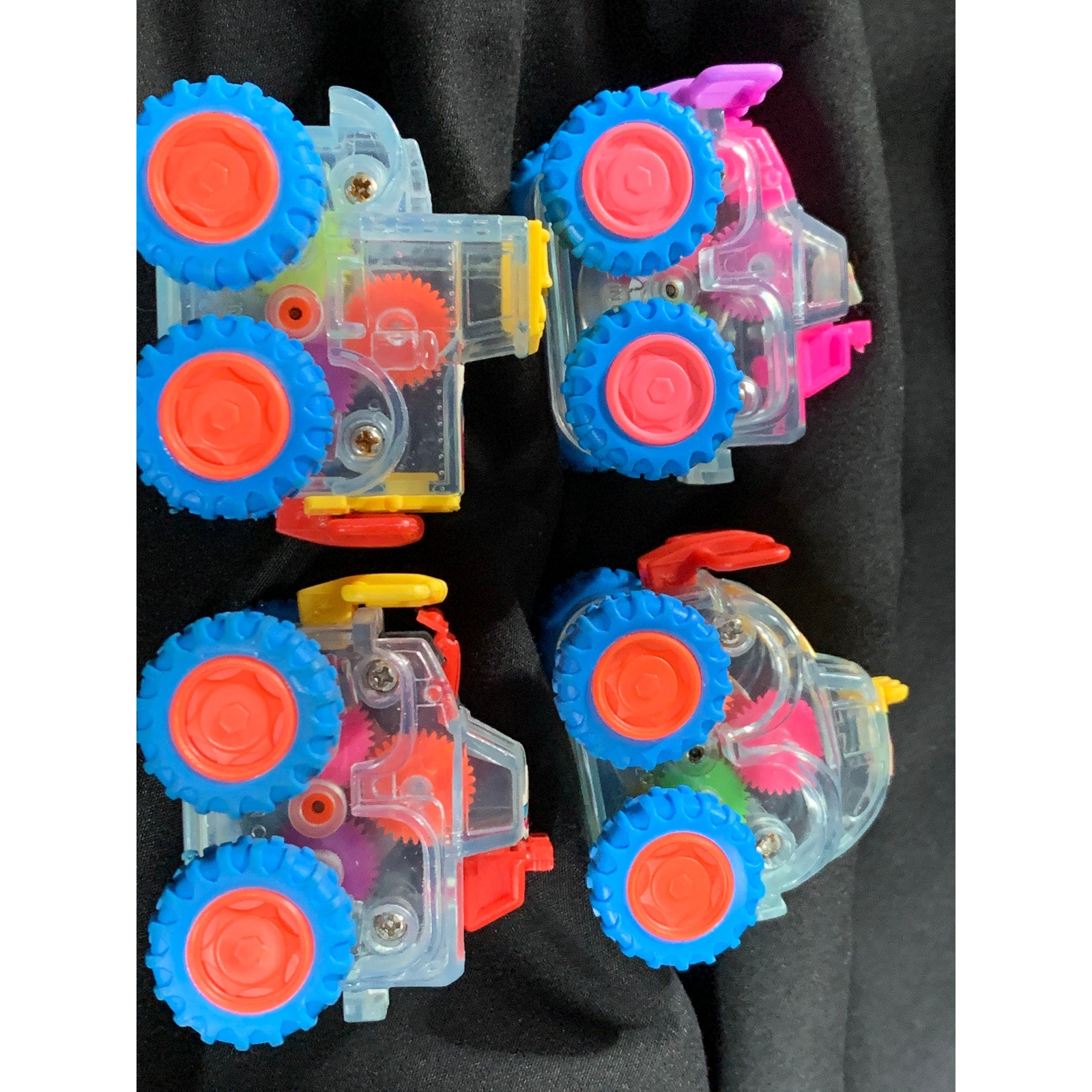 1997 Subway Clear Gears Lot 4 Vintage Kids Meal Toys Goin Buggy Tromper Truck