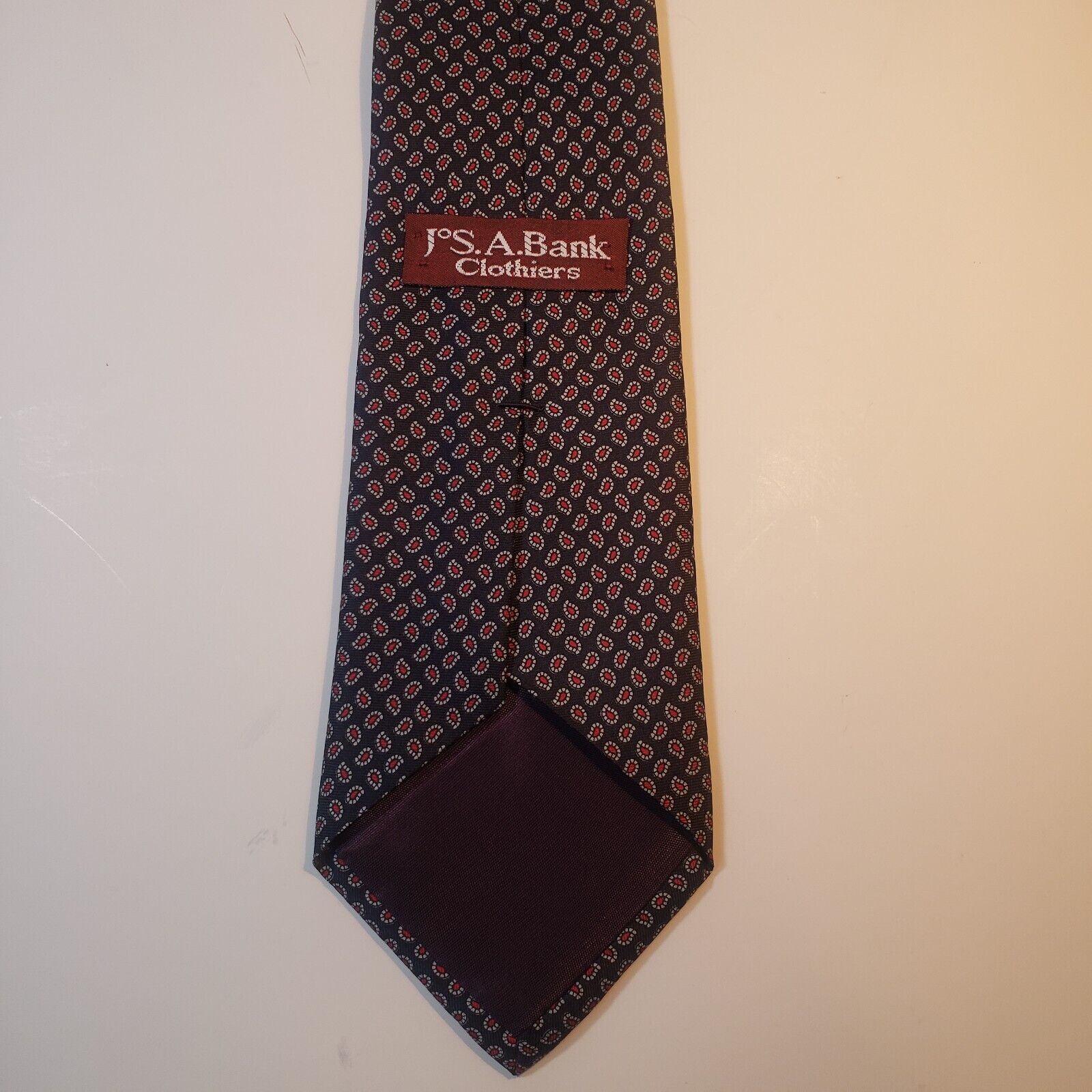 Joseph A Banks Black Geometric Silk Tie Made in USA