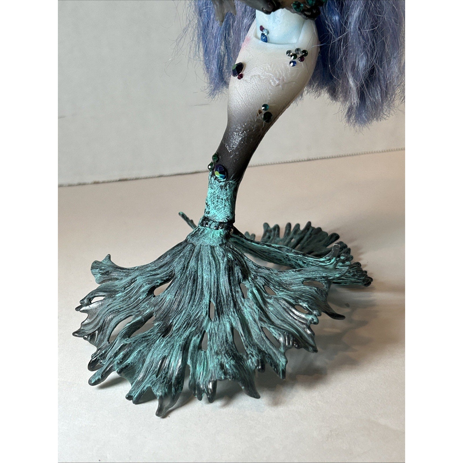 OOAK Repaint Monster High Mermaid Doll BJD Queen of the Seas Long Blue Hair 11”