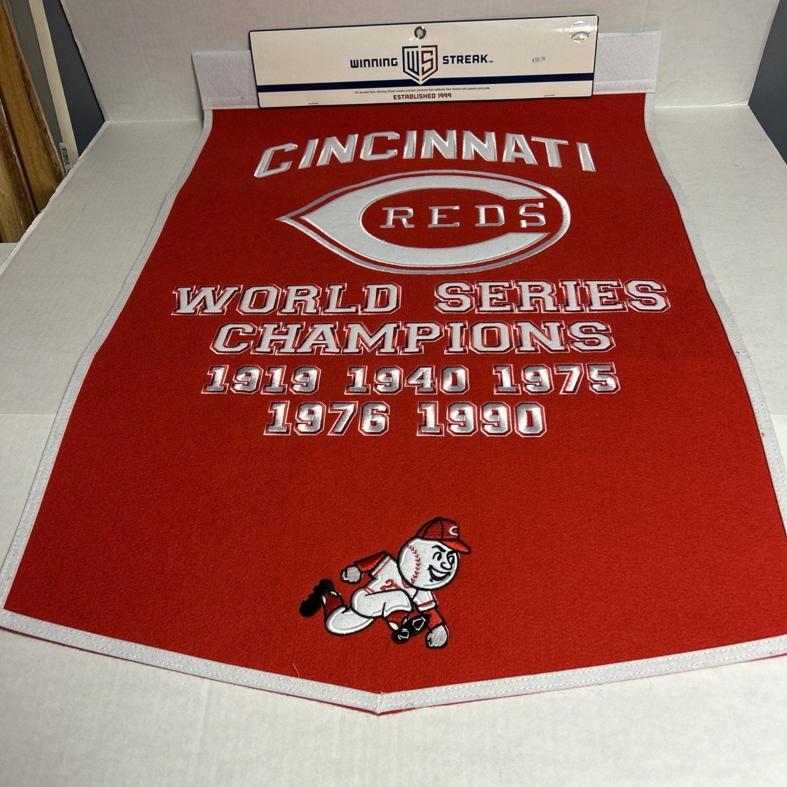 Cincinnati Reds Wool Blend MLB Champions Banner, 24" x 36"