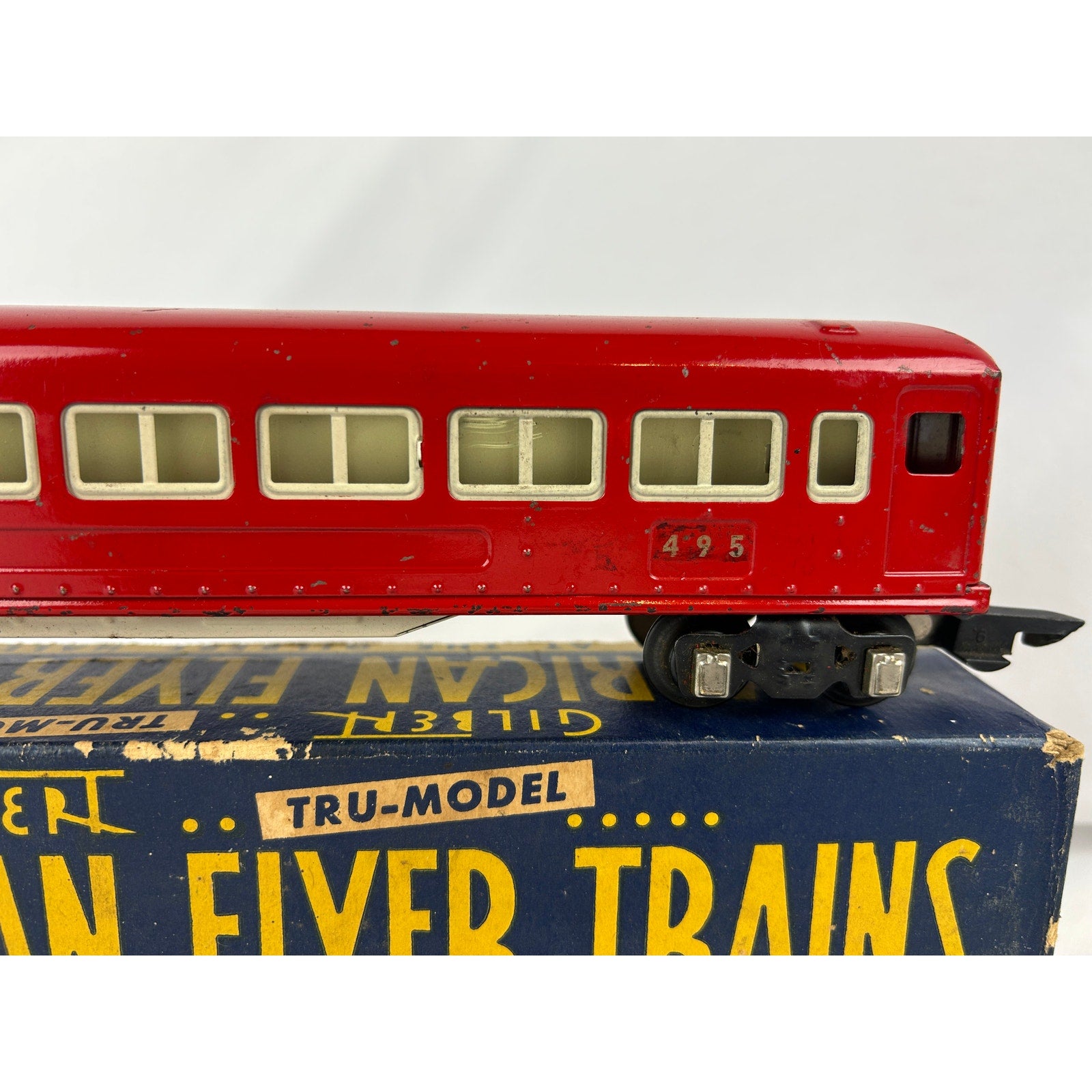 American Flyer 495 Red Passenger Car Prewar 3/16 O Gauge w Box