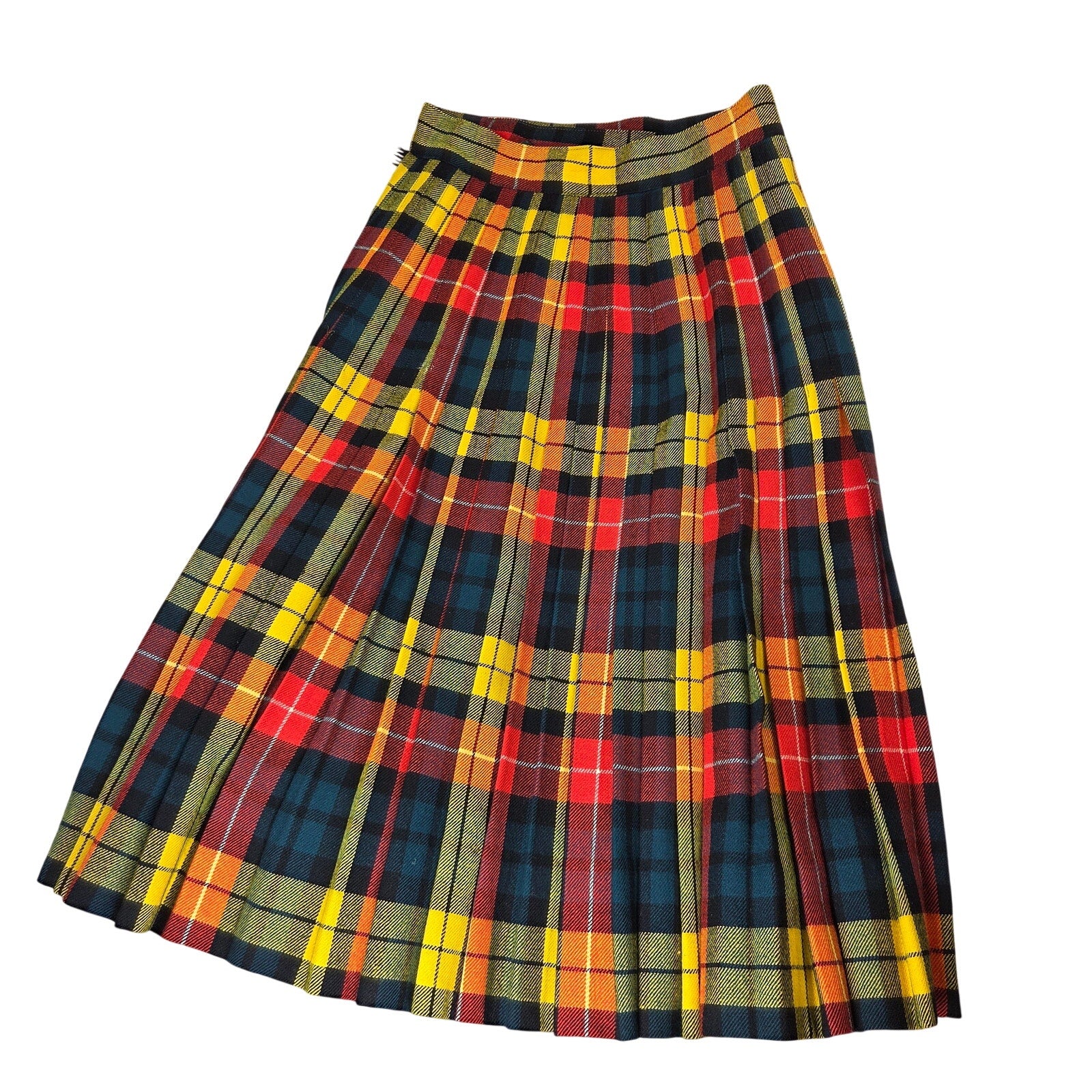 Pedigree Vintage Pure Wool Tartan Wrap Kilt Skirt 26" Waist Made England