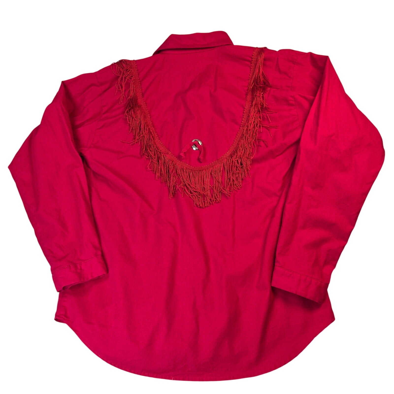 Sas'sa LTD Vintage Western Fringe Button Front Shirt USA Made Womens Red