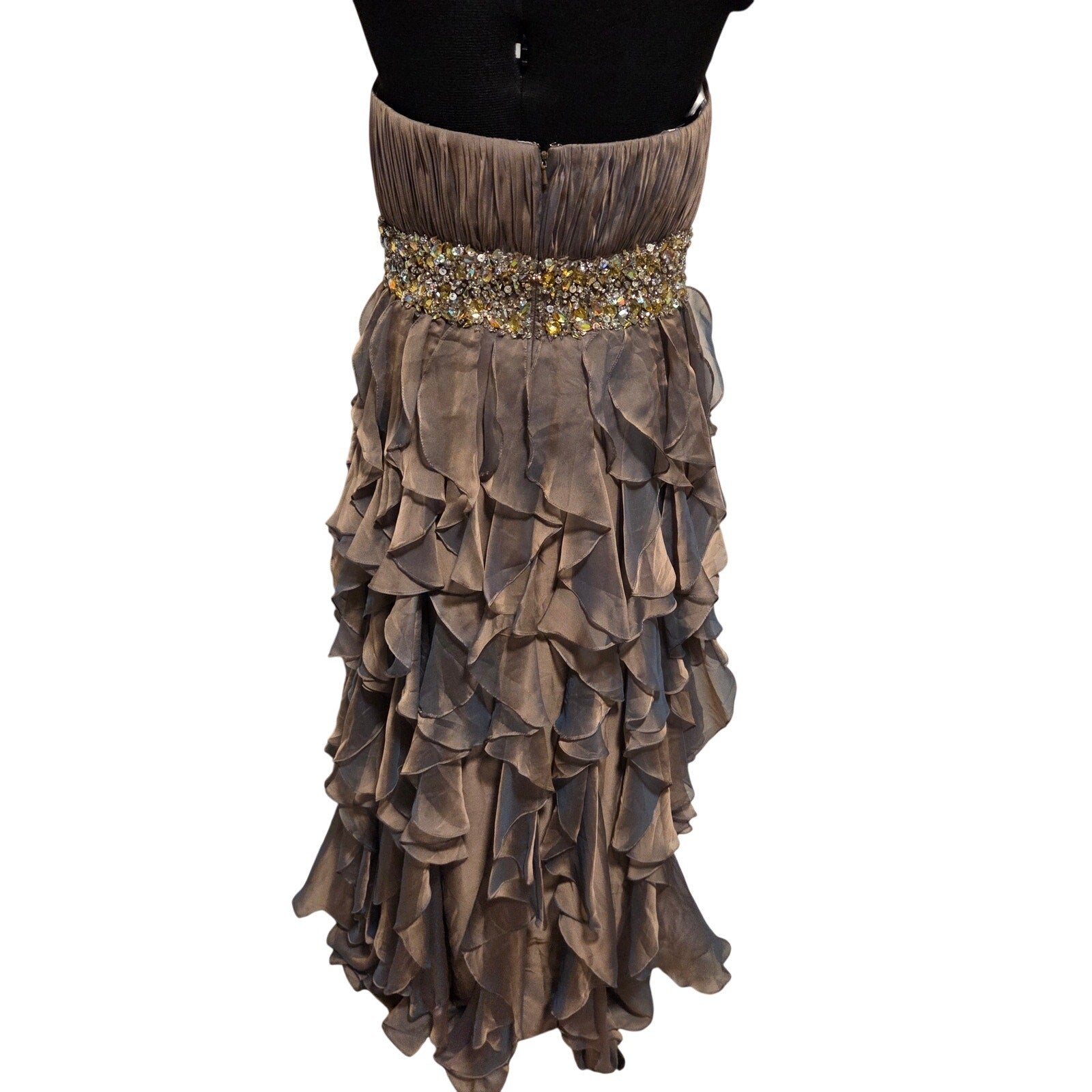 Jovani Strapless Beaded Waist Ruffle Prom Evening Gown Dress Size 12