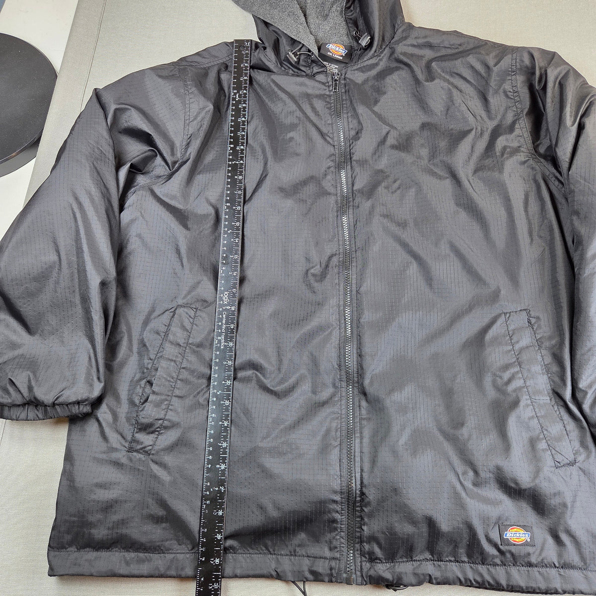 Dickies Fleece Lined Hooded Nylon Jacket Black Full Zip Ripstop Men's 2XL