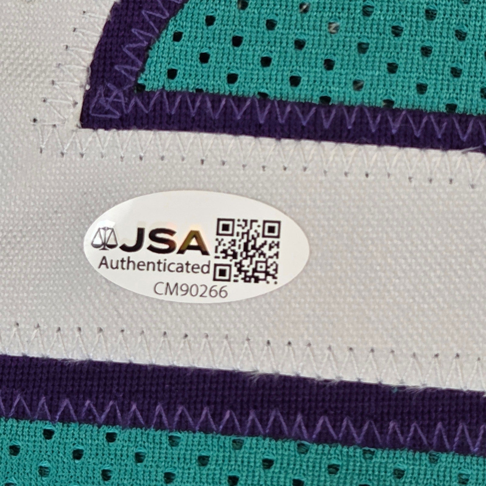 Larry Johnson Signed Charlotte Hornets Grandmama Custom Jersey JSA COA XL