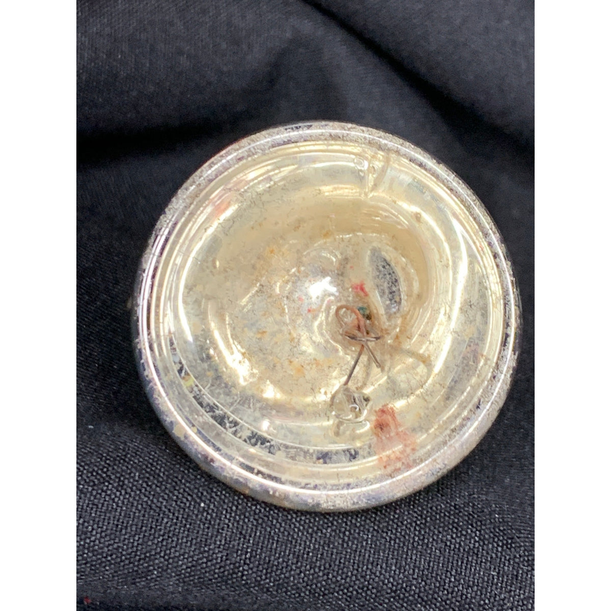 Vintage Glass Christmas Bell Ornaments Lot of 2 Red Silver Molded Embossed