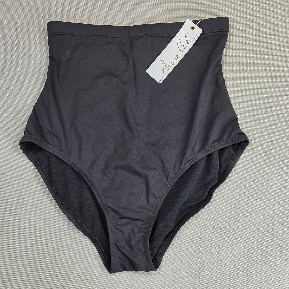 Anne Cole Womens M High Waist Tummy Control Swim Bottom Black MYMB36401 NWT
