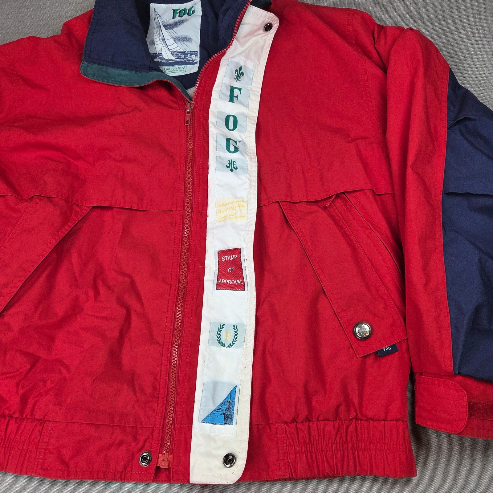 London Fog FOG Vintage Sailing Jacket Windbreaker Hooded Korea Mens M