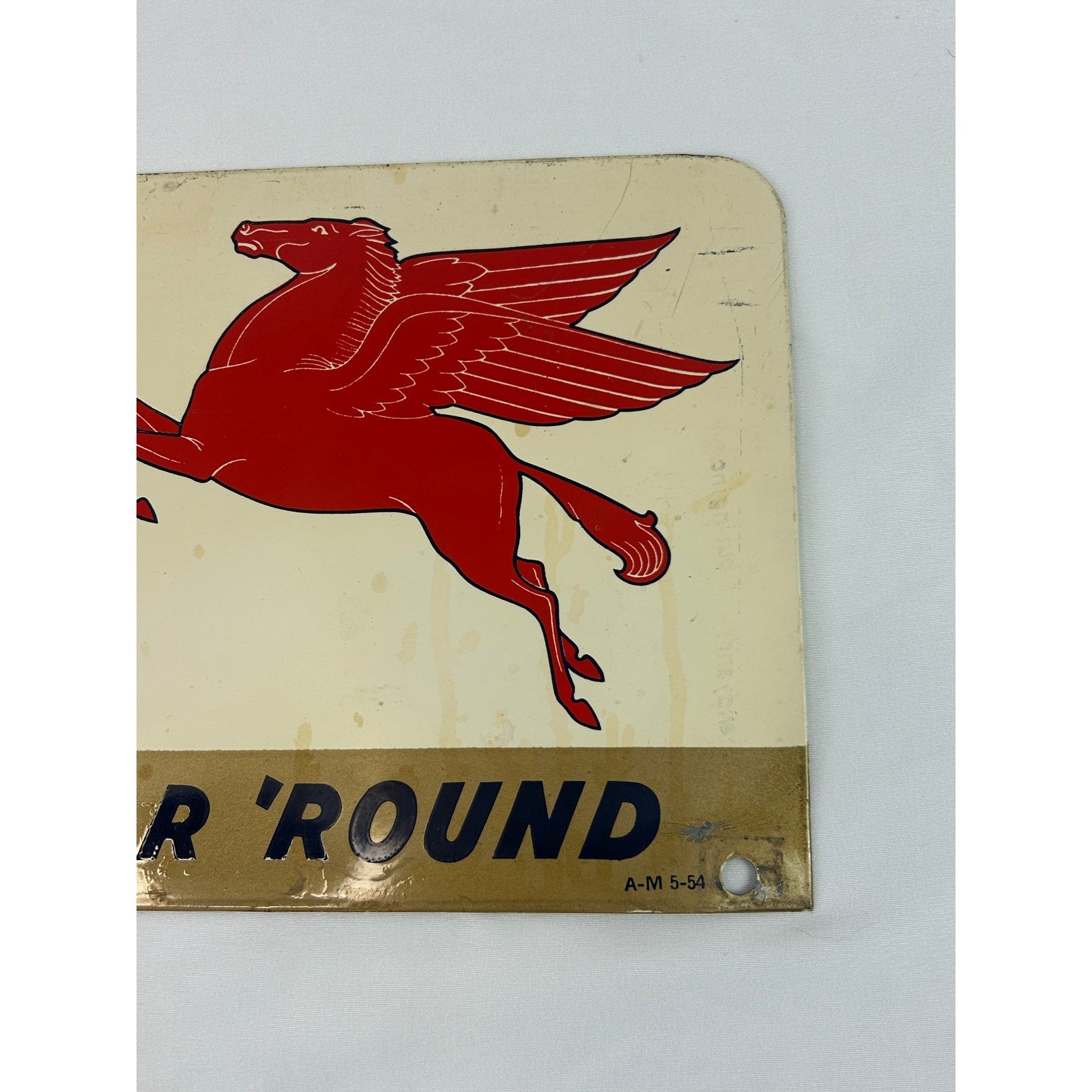 1954 Mobil Oil Special Pegasus Metal Sign TAC Authenticated A-M 5-54 18x10