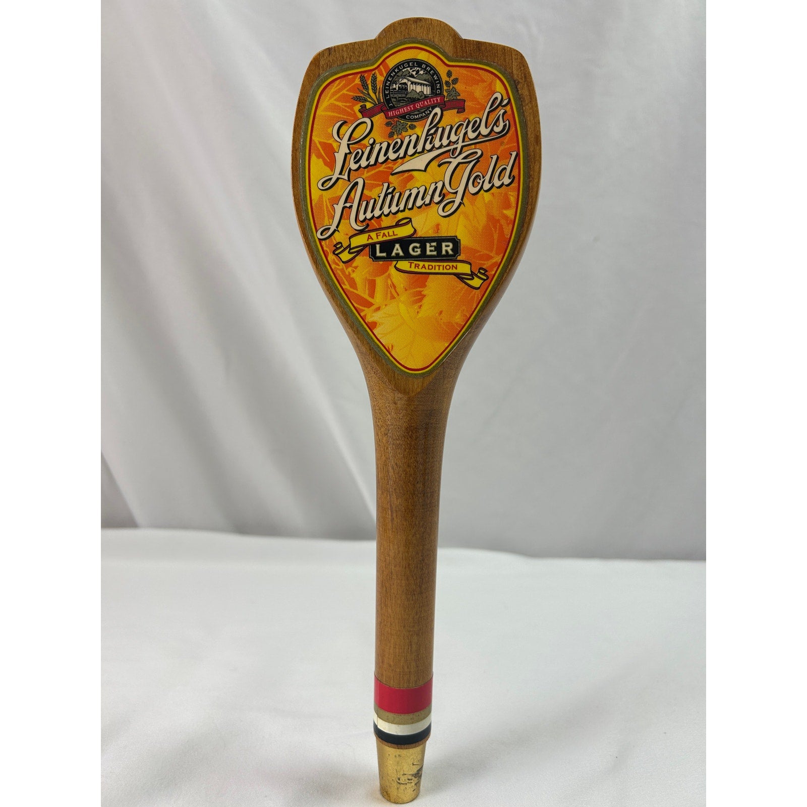 Leinenkugels Autumn Gold Lager Wood Beer Tap Handle Vintage Wisconsin Breweriana