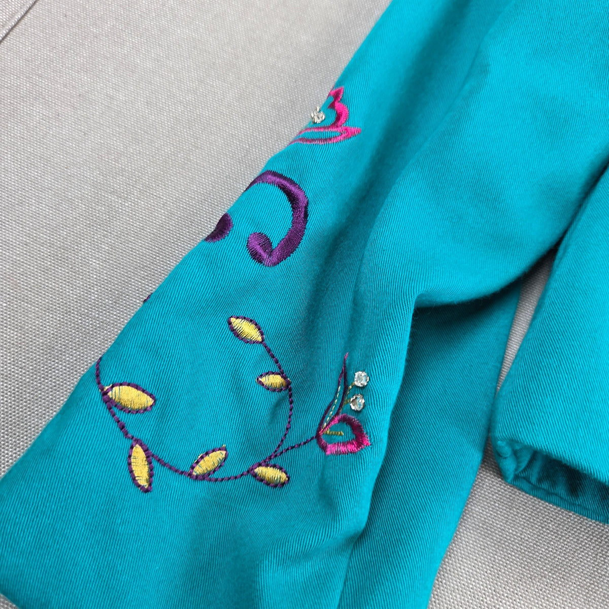 Saddle Ridge Vintage Western Embroidered Turquoise Blazer Jacket Women's L USA