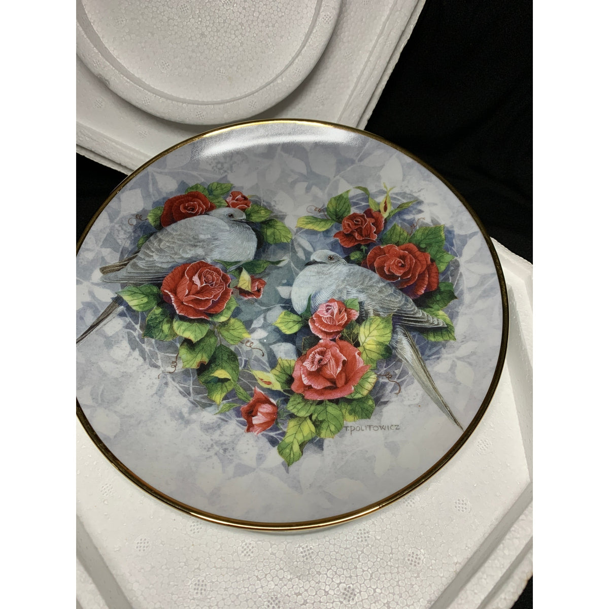 Franklin Mint Love Sonnet Theresa Politowicz Dove Collector Plate Porcelain