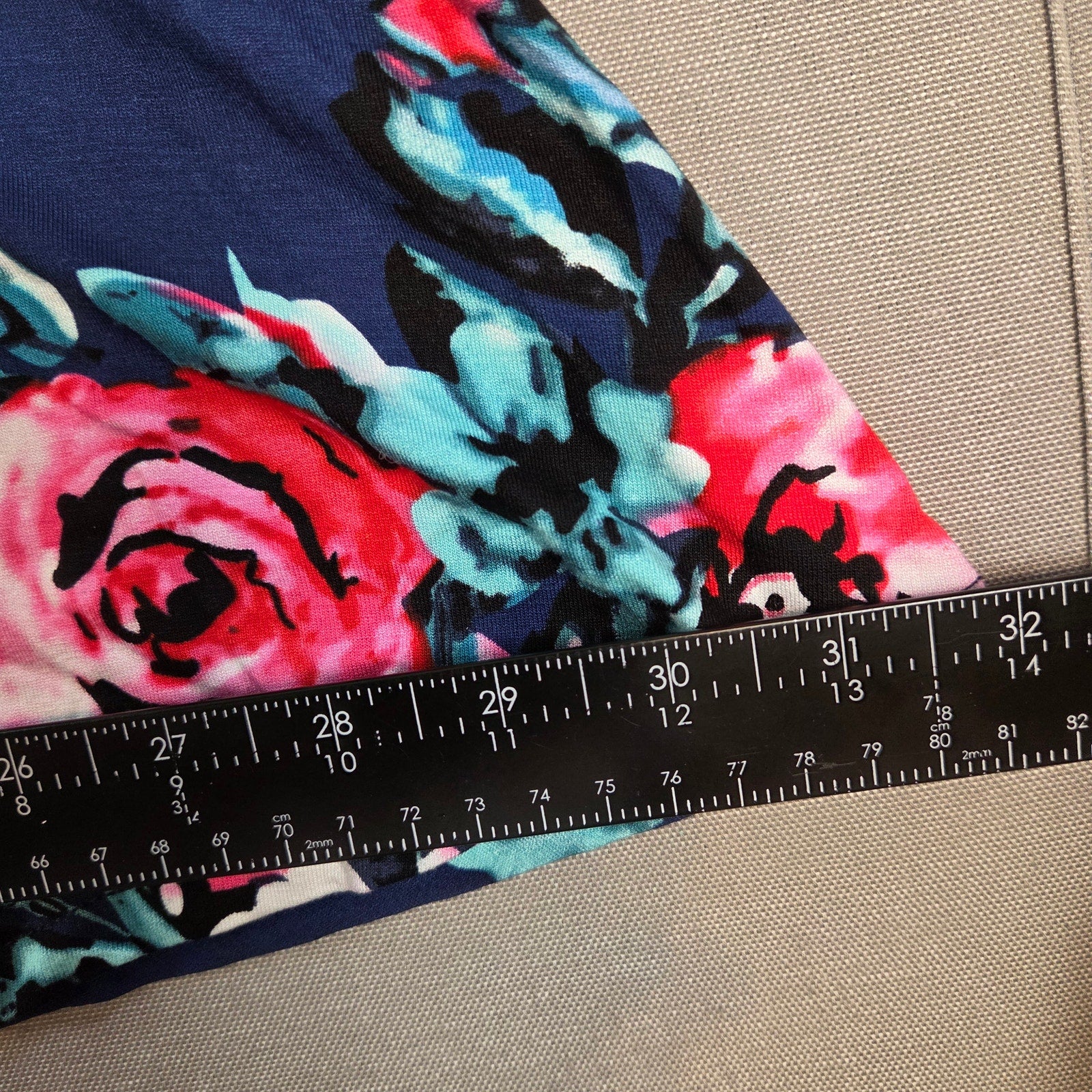 Korsis Blue Floral Dress Pink Rose Print Pockets Women’s Size S