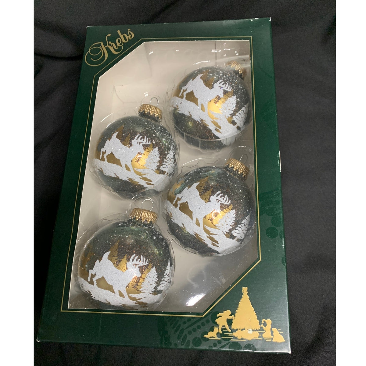 Christmas by Krebs Nature Sparkle Winter Deer Glass Ornaments Set of 4 SK03044