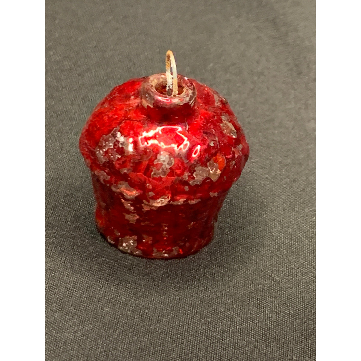 1930s Vintage Red Glass Basket Christmas Ornament Mini Feather Tree Figural