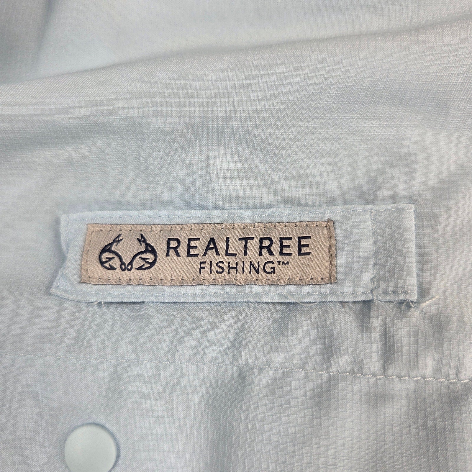 Realtree Fishing TS10208 Guide Shirt Mens L Vented Short Sleeve Light Blue