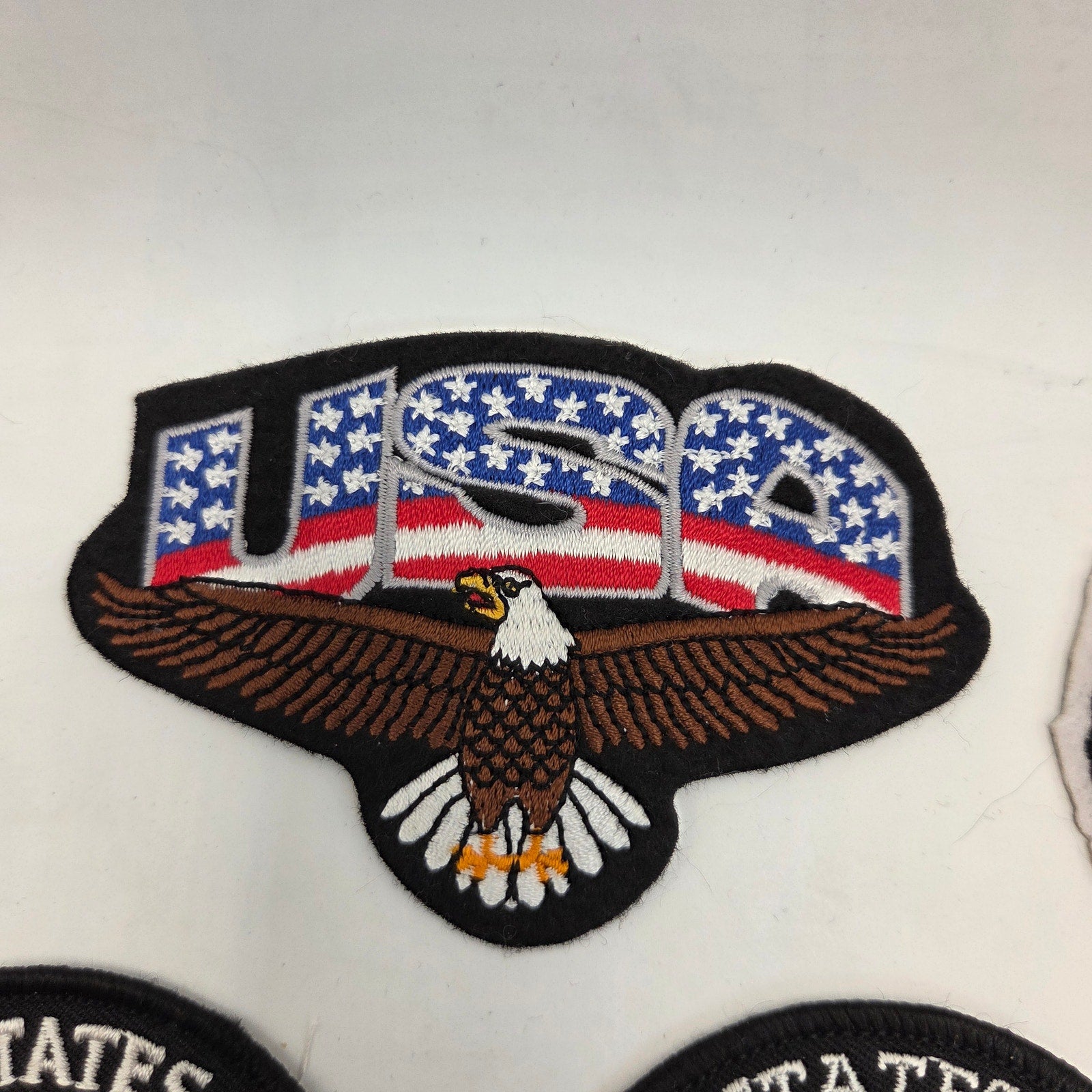 Lot of 9 USA Patriotic Eagle Flag Embroidered Patches Sew On Craft DIY Set