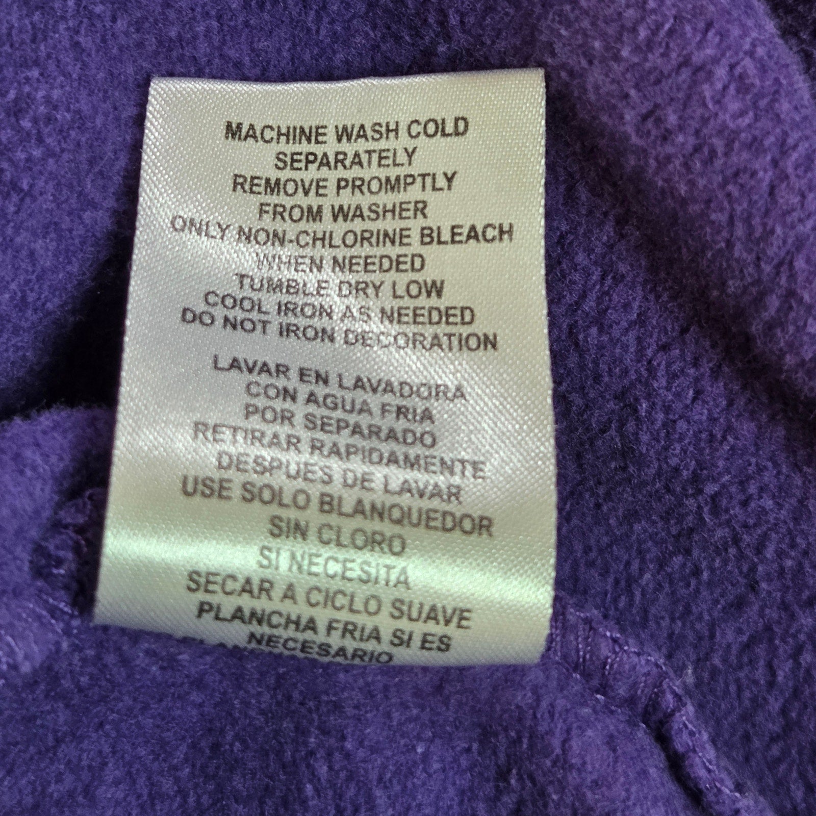 NFL Team Apparel Vikings 2XL Purple Full Zip Hoodie Yellow Lined