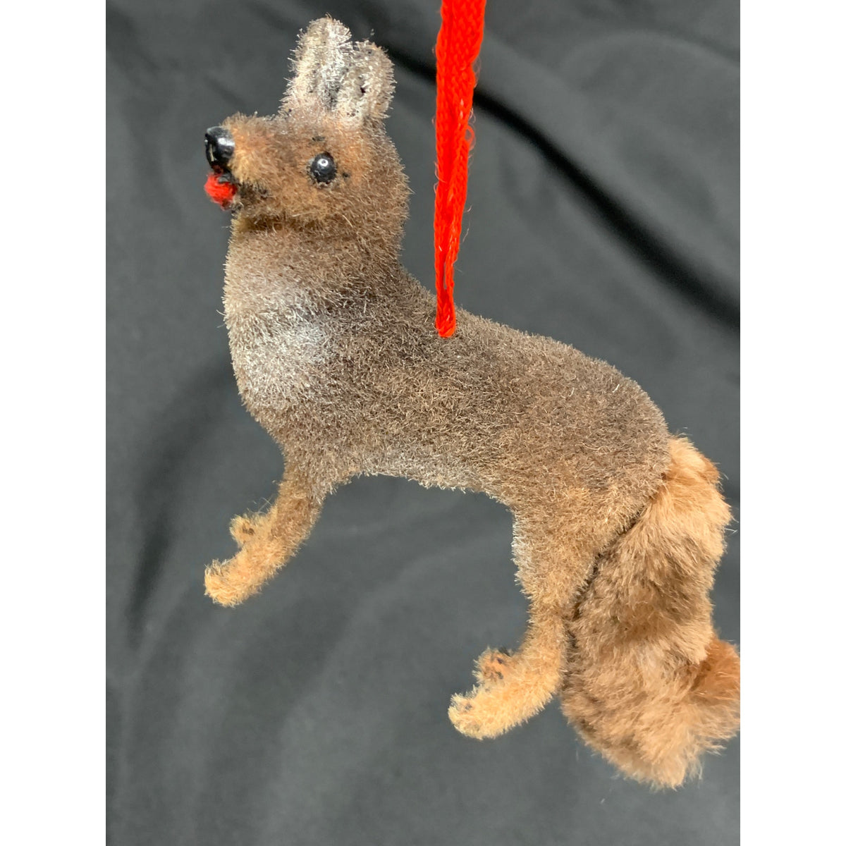 Vintage Wagner Handwork German Shepherd Dog Ornament West Germany Flocked