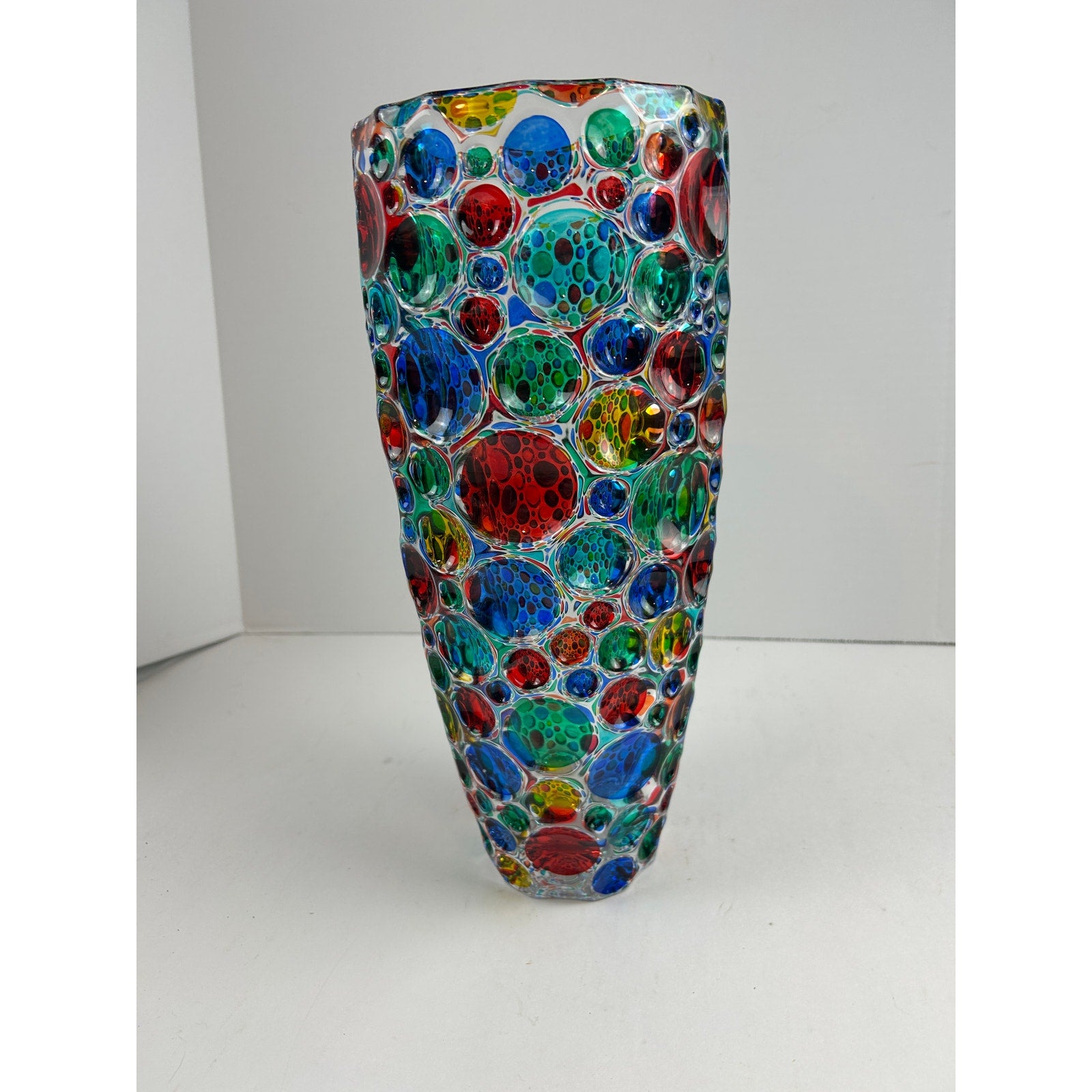Zecchin Murano Italy Art Glass Vase 13.75" Signed Millefiori Bubble Design