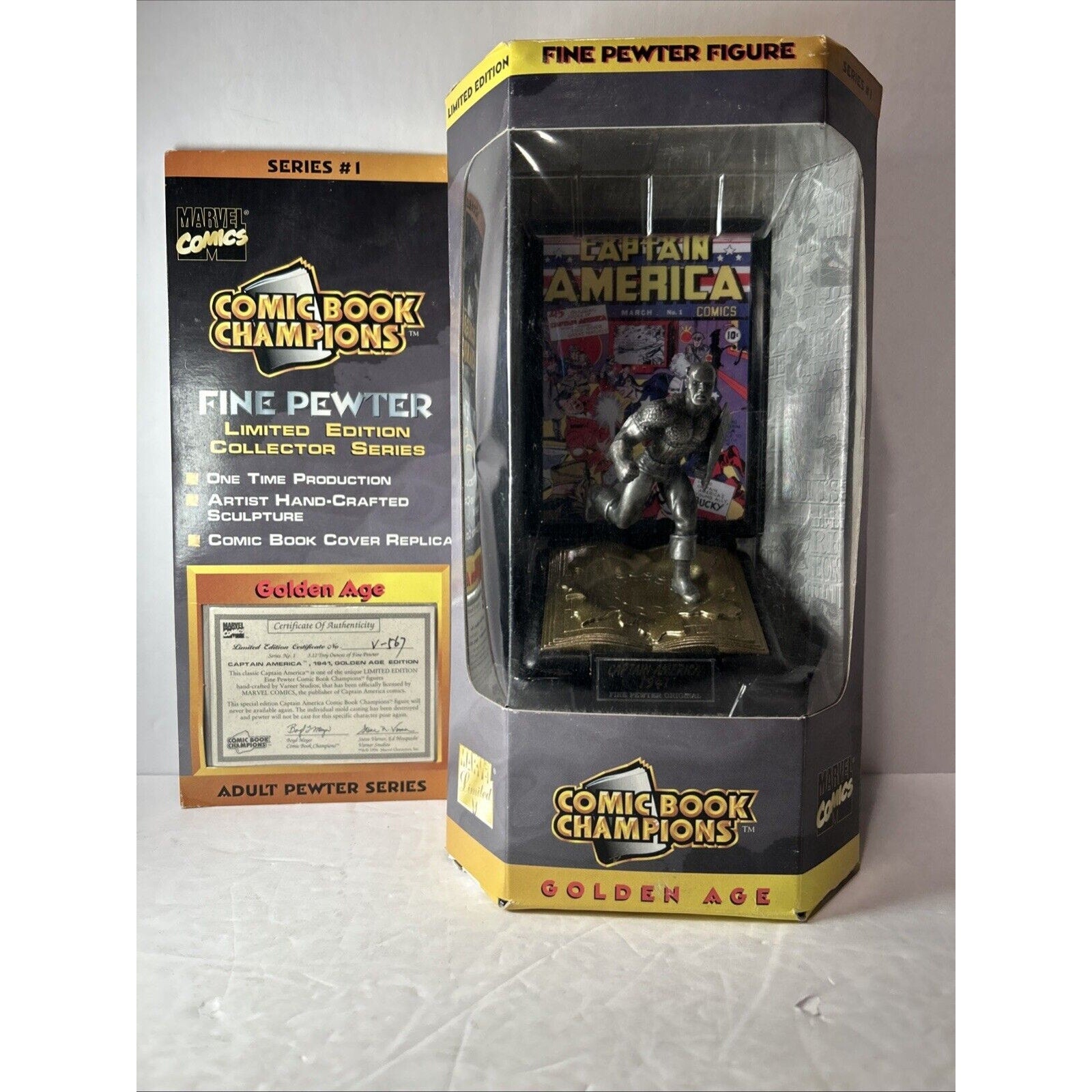 Marvel comic book champions limited edition pewter figurine captain america