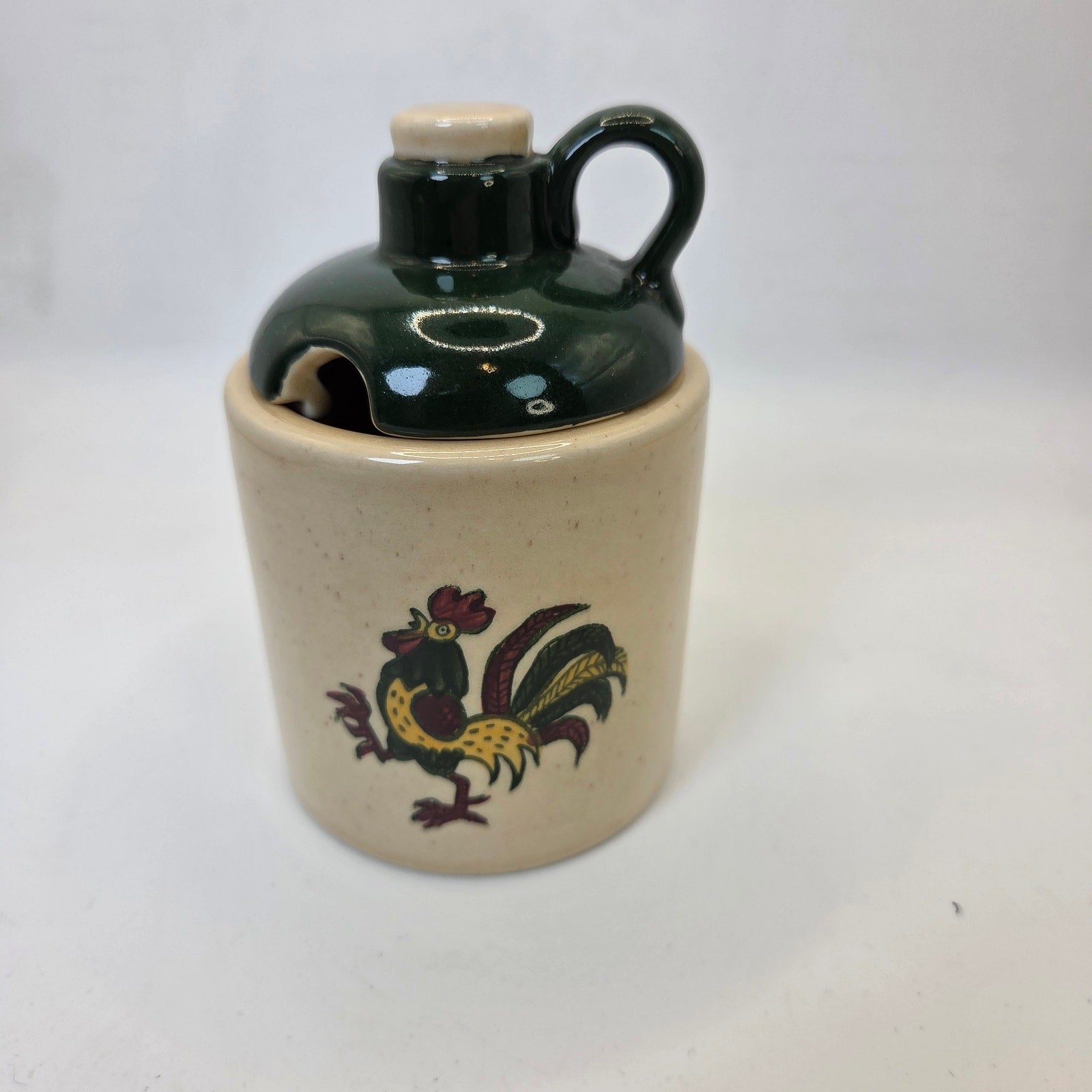 Metlox Poppytrail Rooster Pot Spoon Notch Crock Jar Vintage Made in California