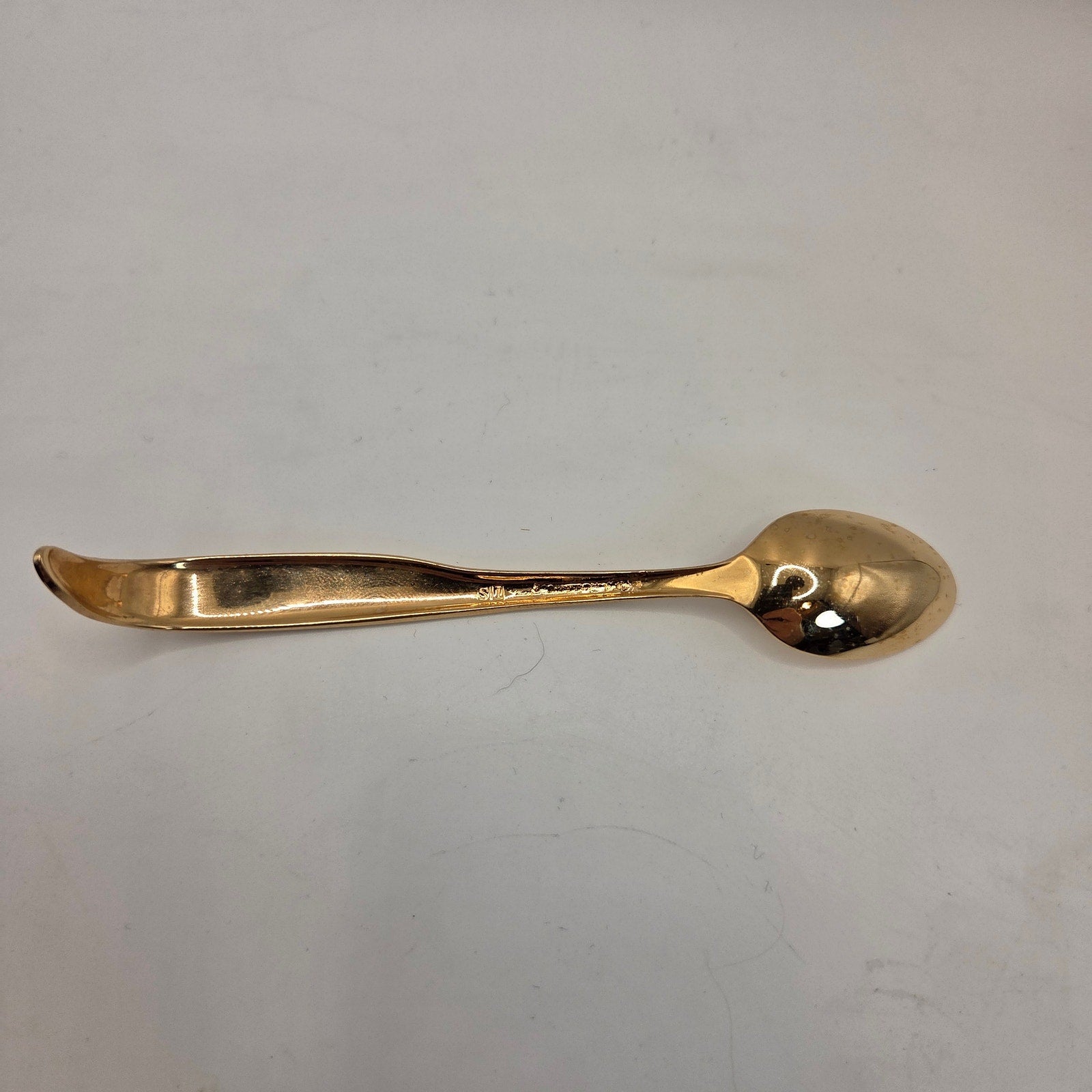 Vintage 1970s IIS International Silver Gold Tone Mustache Cup Hanging Tea Spoon