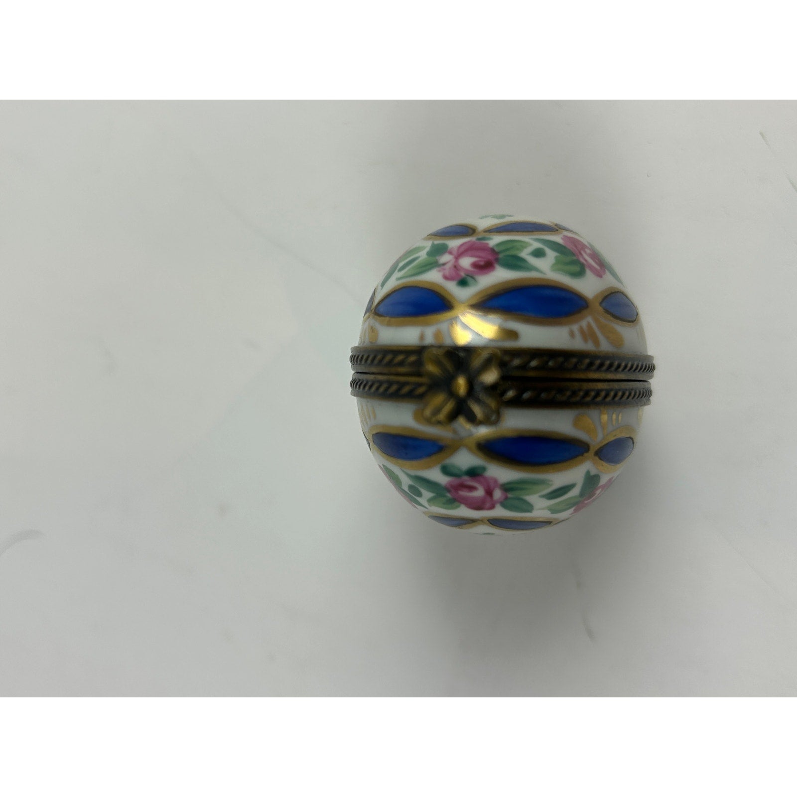 Vintage Limoges Hinged Egg Trinket Box with Perfume Bottle Hand Painted