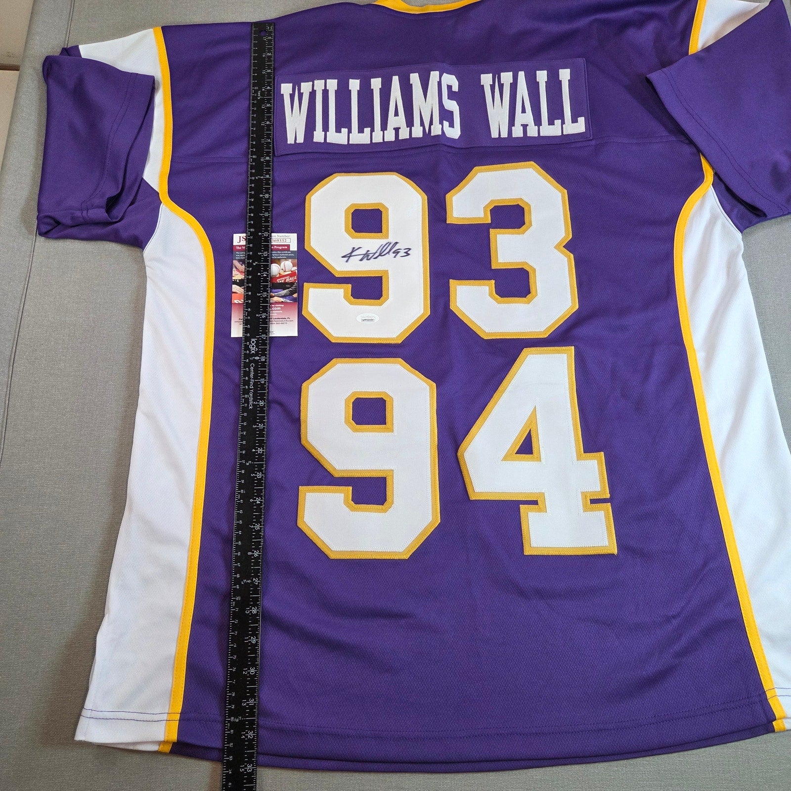 Williams Wall Vikings #93 #94 Kevin Williams Signed Jersey JSA COA XL Purple