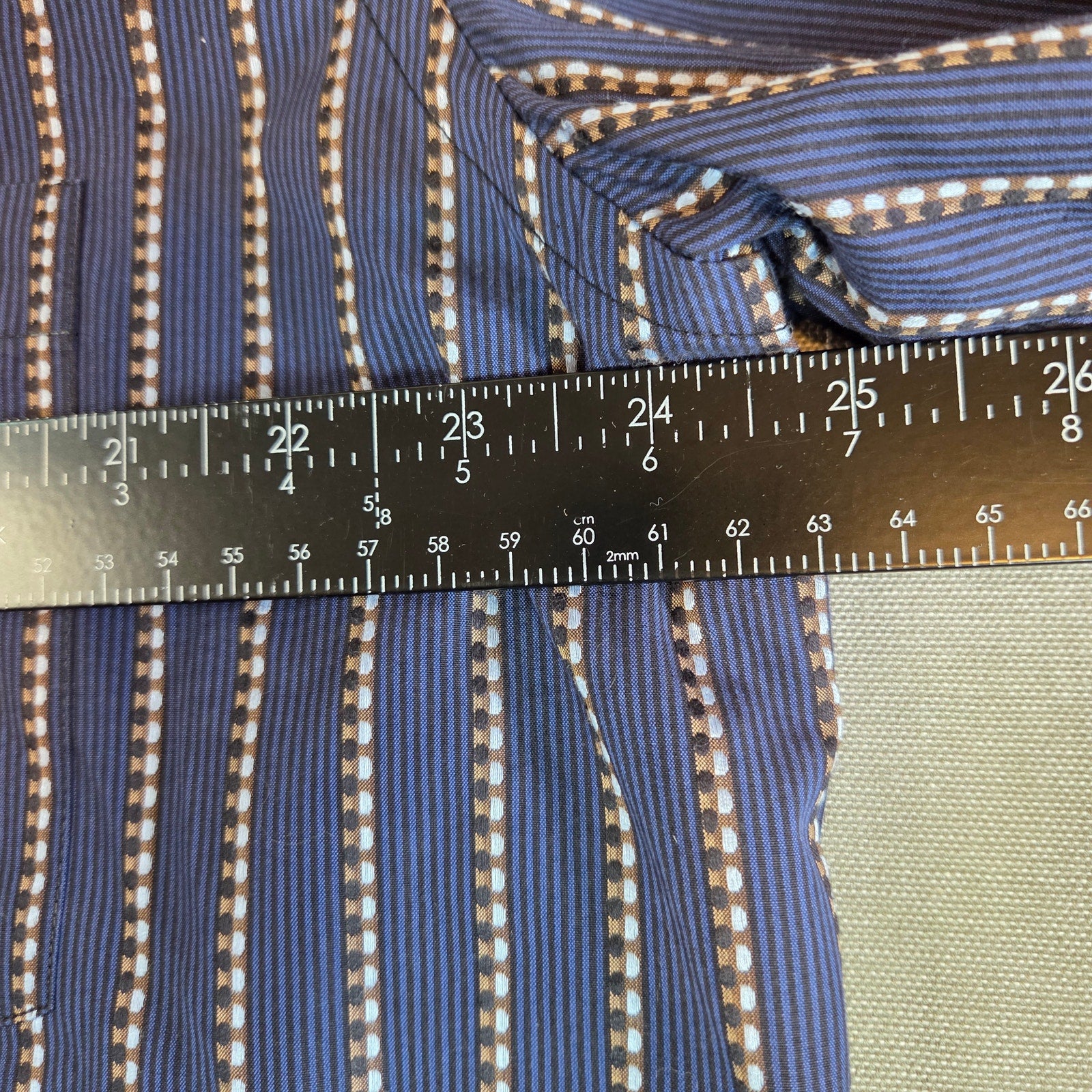 Bugatchi Uomo XL Stripe Button Down Shirt Blue Contrast Cuff Cotton Dress