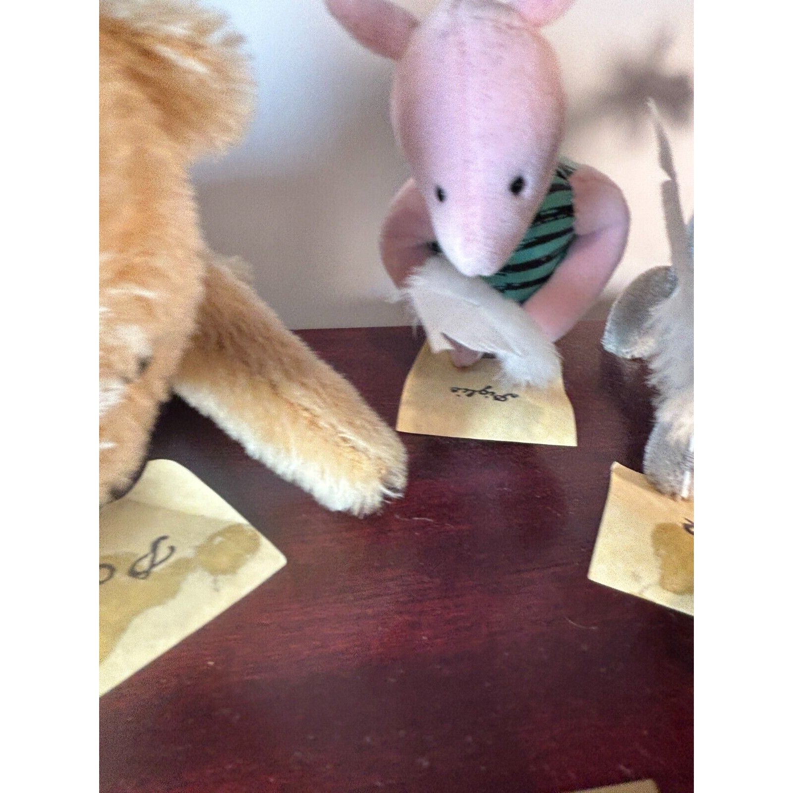 Dean’s Rag Book Pooh Piglet Eeyore Mohair Felt Set Ltd Ed 68/1000 w/ Wood Base
