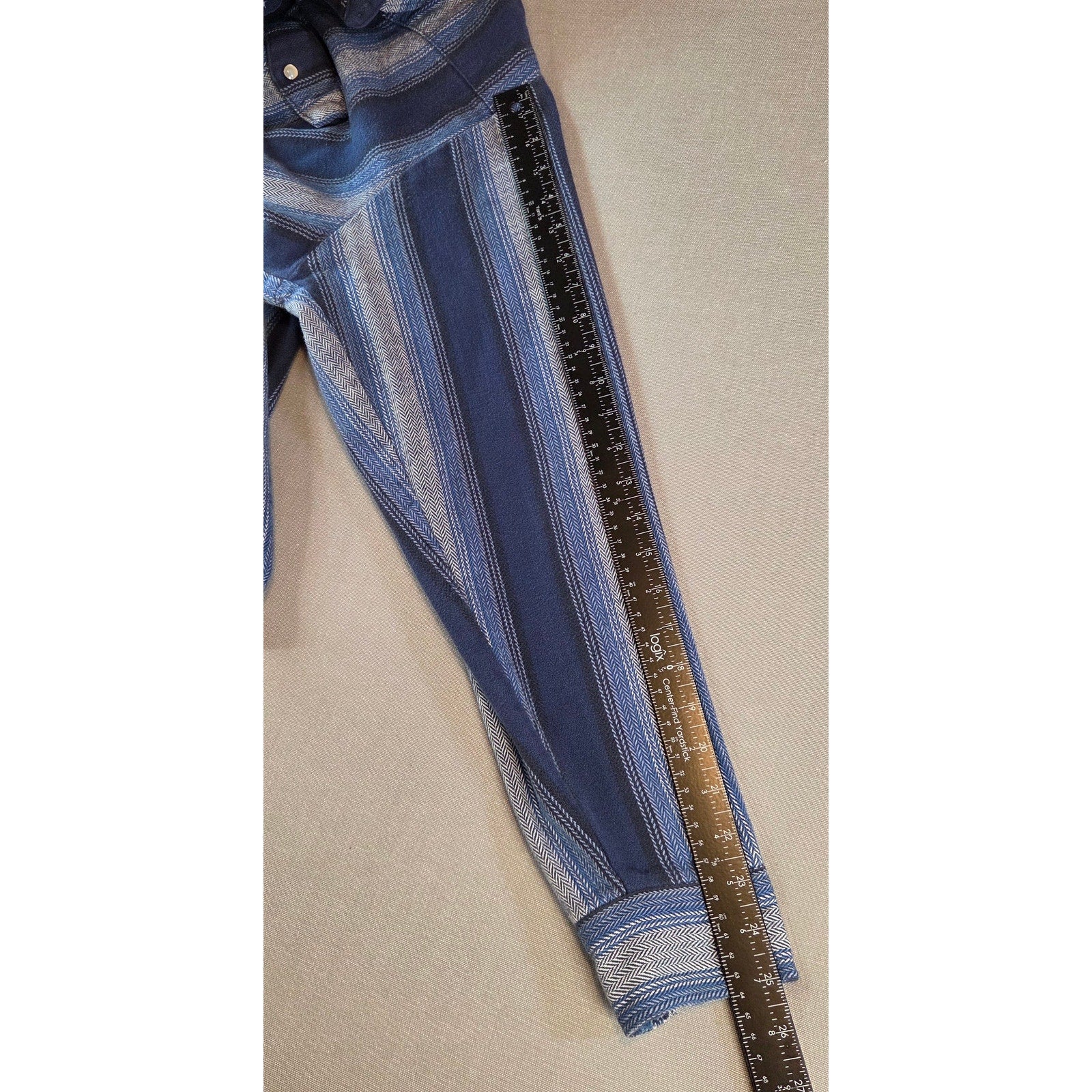 Dakota Tallman Western Pearl Snap Shirt XL Blue Stripe