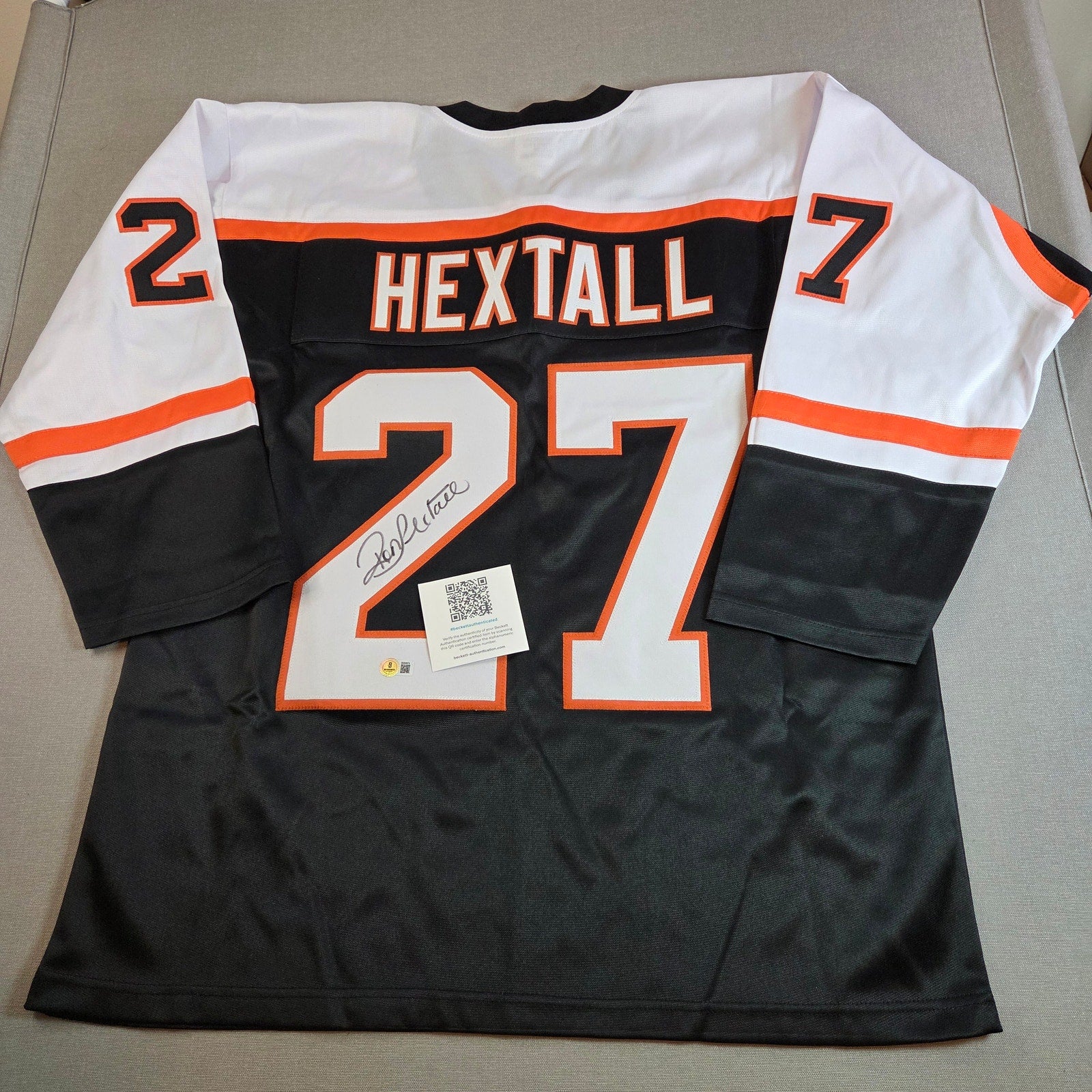 Ron Hextall #27 Flyers Black Signed Jersey Beckett Authenticated XL