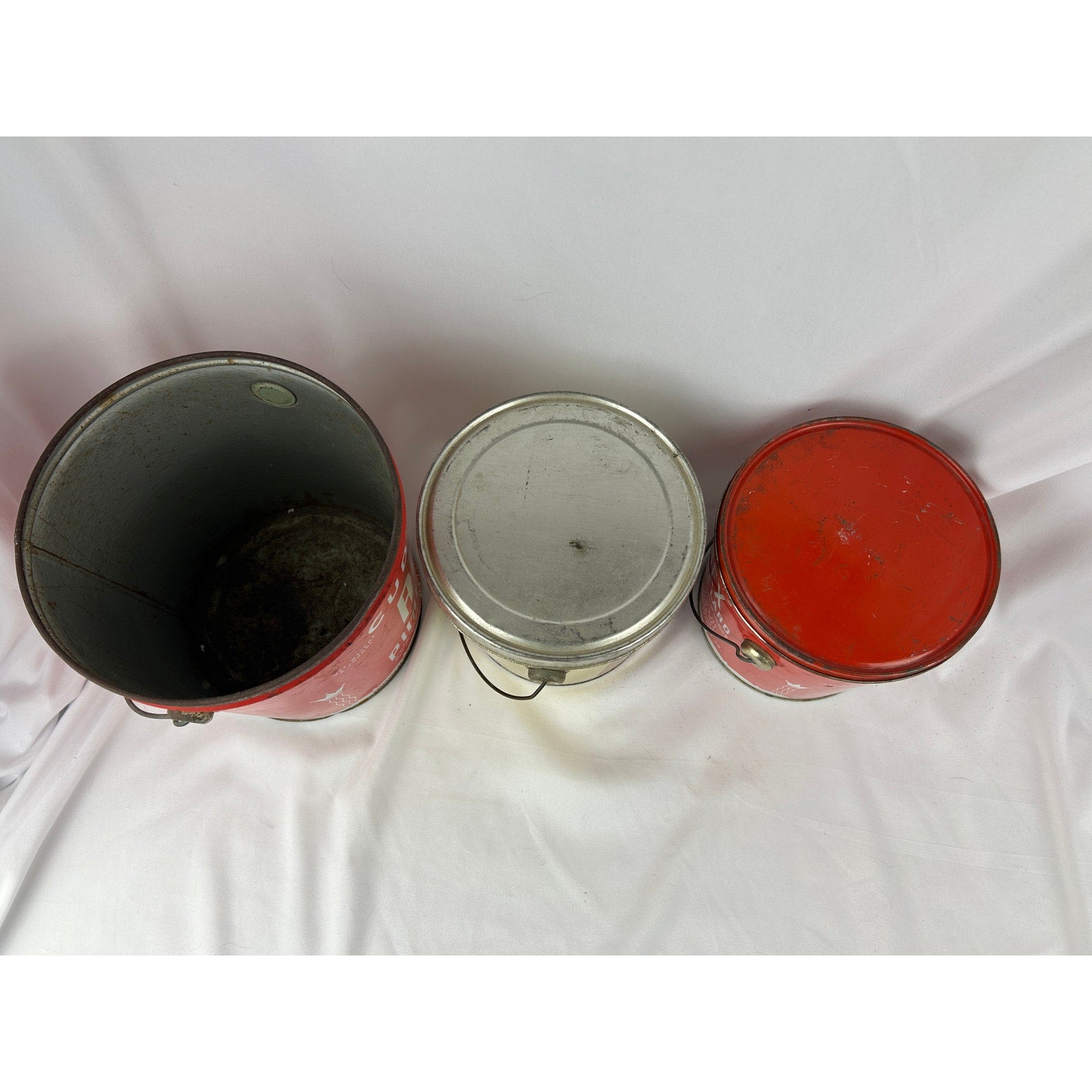 Cudahy’s Rex Pure Lard Vintage Metal Container Tin Bucket Lot of 3- 4, 5 & 8 lb.