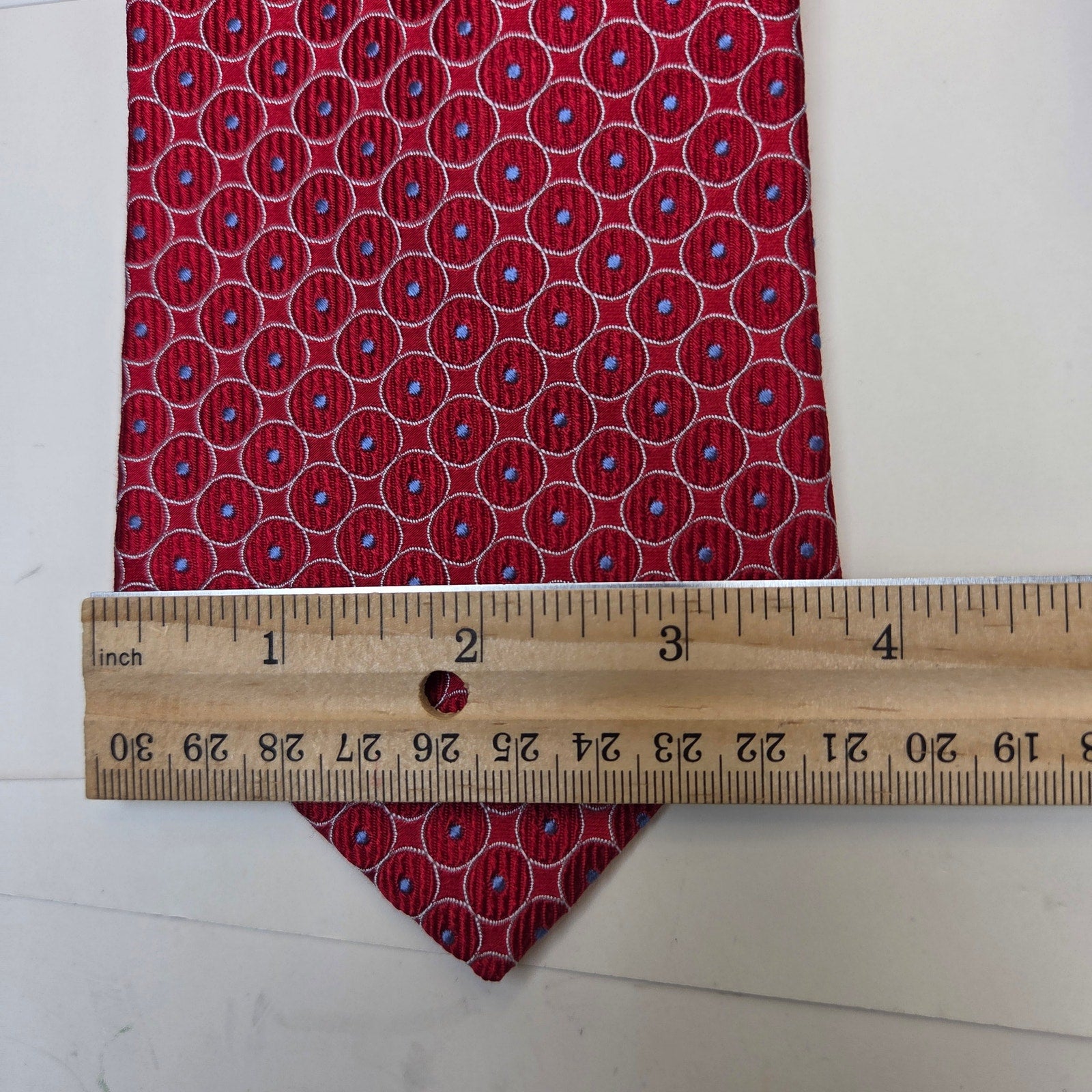 Tommy Hilfiger Silk Tie Lot 3 Red Geometric USA 3.75 Classic Width Contrast Tips