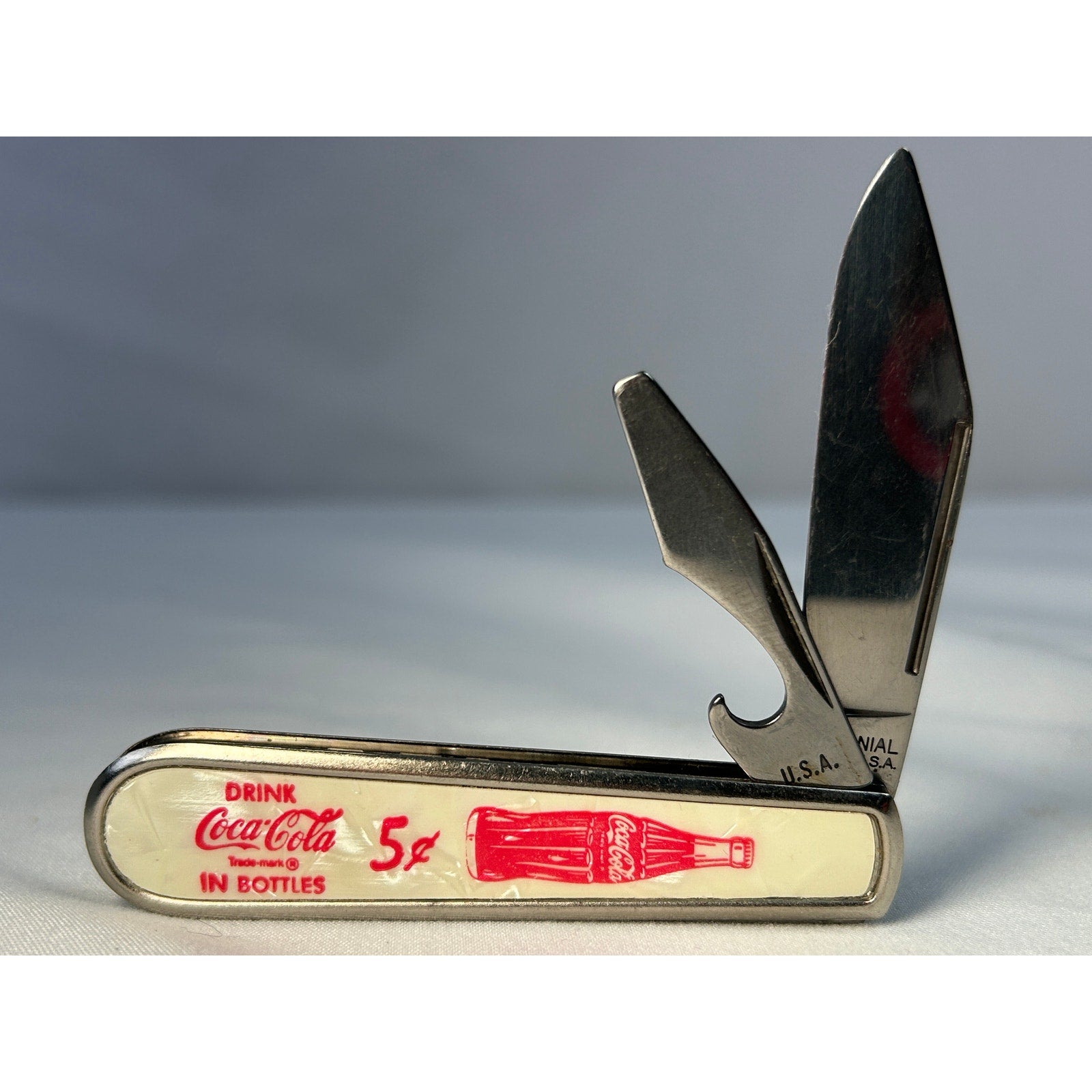 Colonial Coca Cola 5 Cent Advertising Pocket Knife USA w Original Wrapper