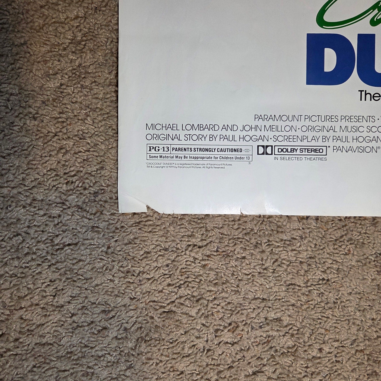 Original 1986 Crocodile Dundee Movie Poster One Sheet Paul Hogan 27x39